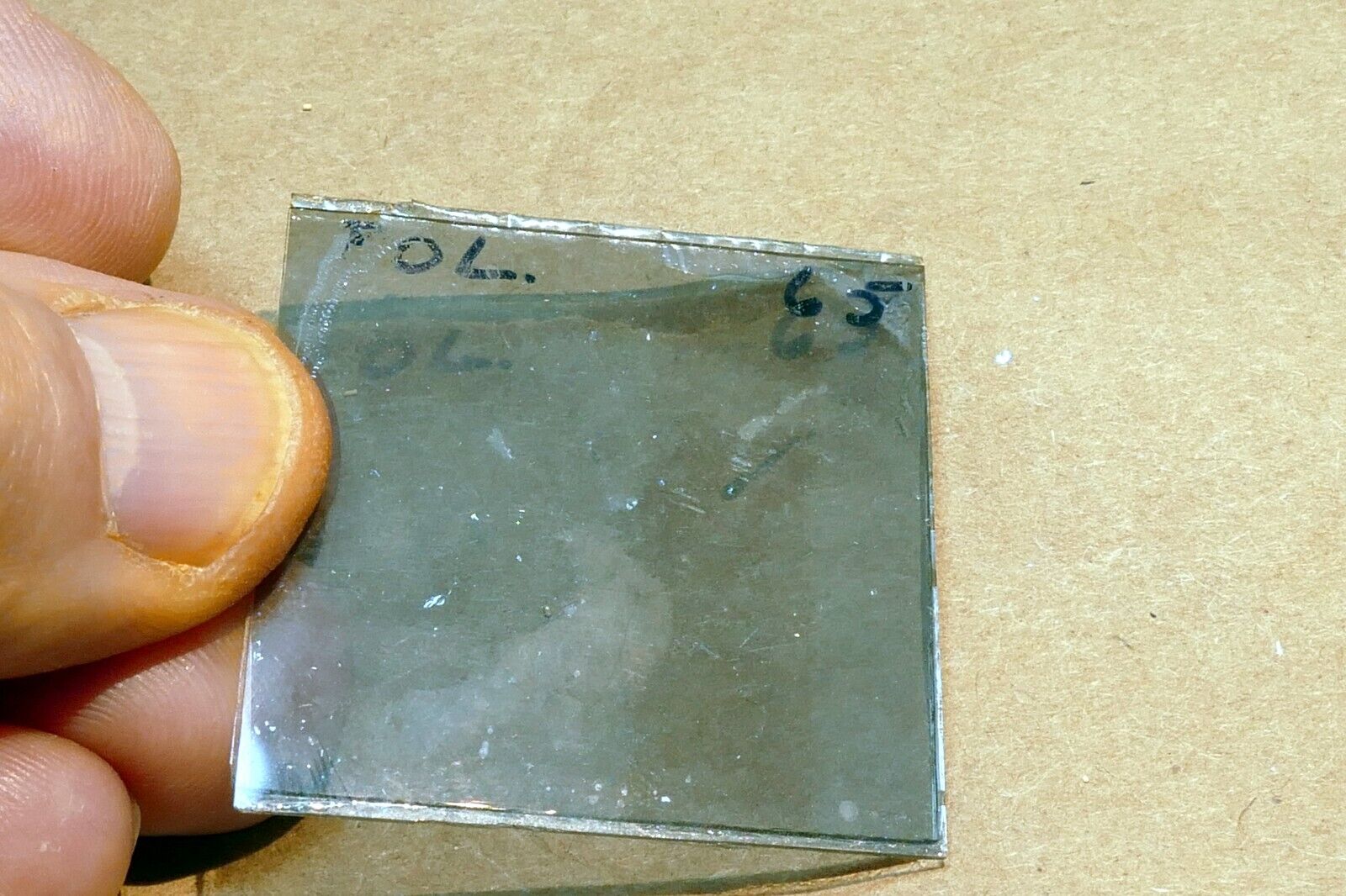 Microscope 4X4cm 40X40mm polarizing filter glass POL. 65 square