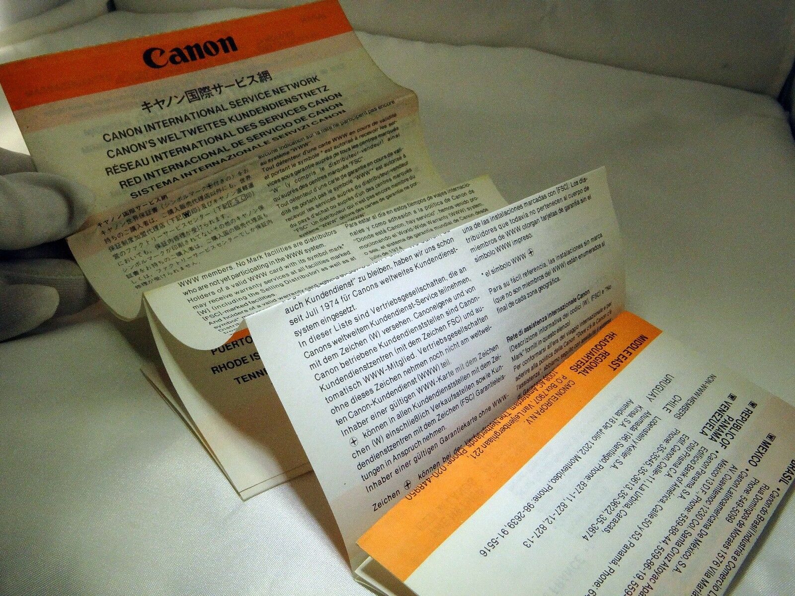Canon International Service Network Guide English 1970's  vintage