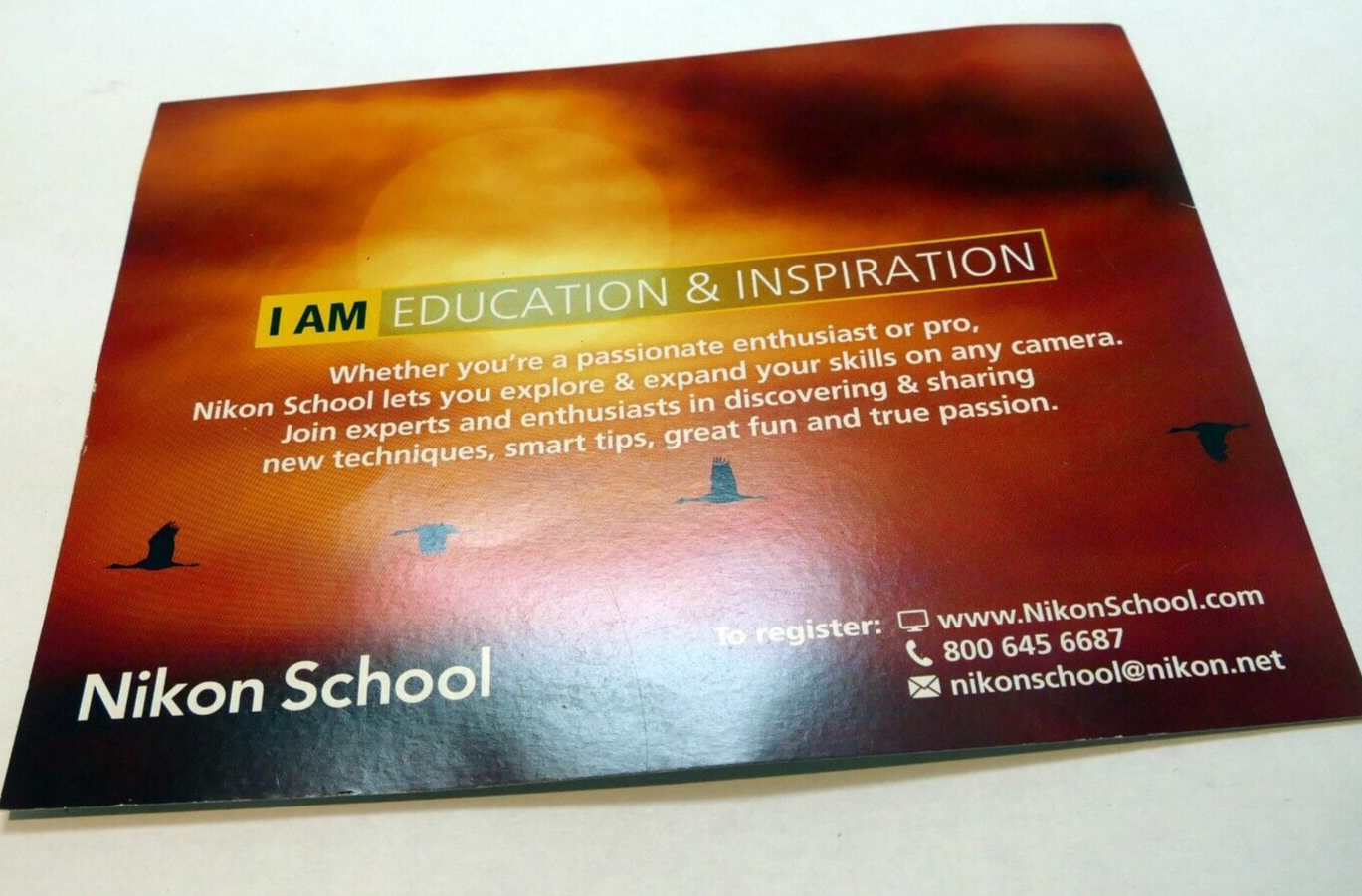 Nikon School of photography registration card