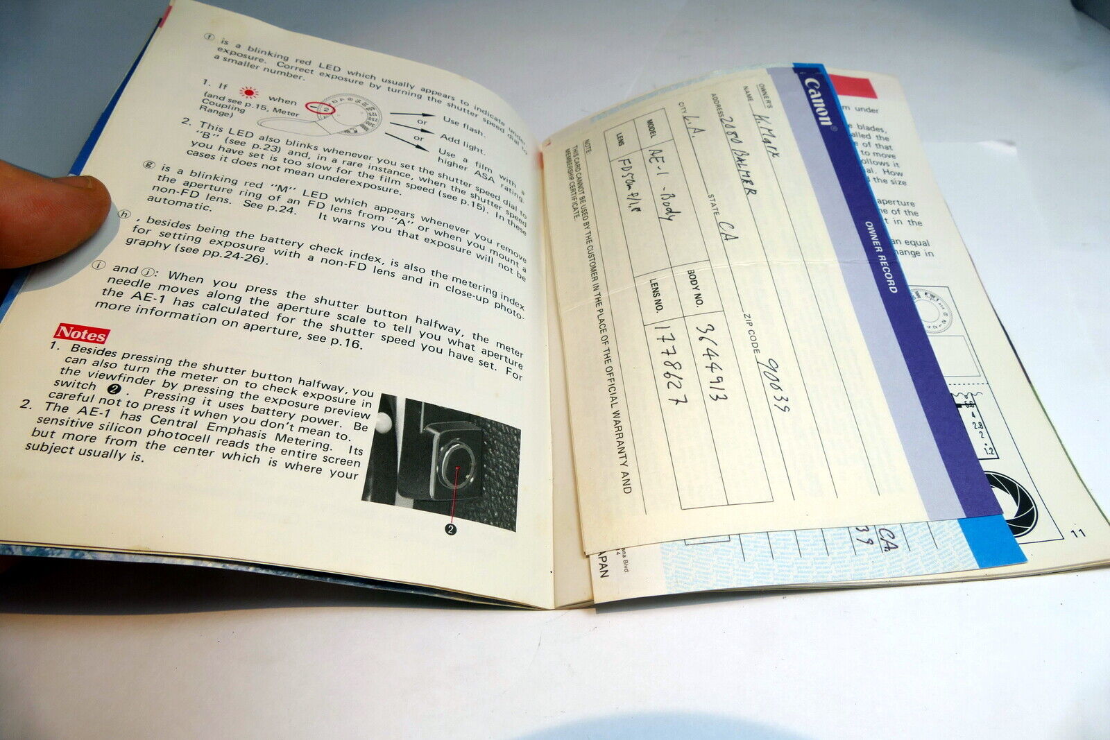 Canon AE-1 camera Instructions Owner's manual ( Part 2 II) Guide English E