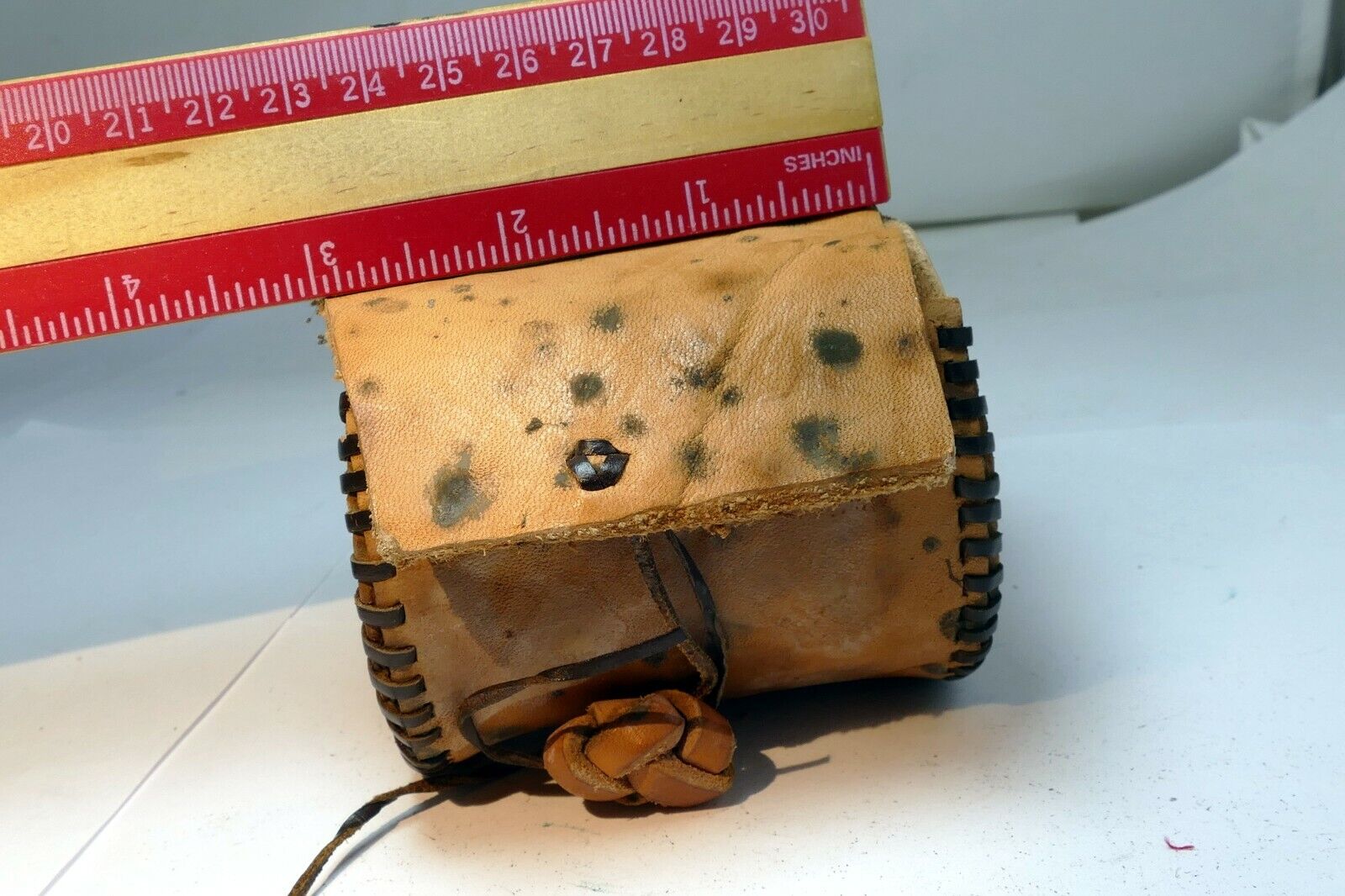 Handmade Hard lens case 2.5X3" 28mm f3.5 50mm f1.8 lens (wild west) leather