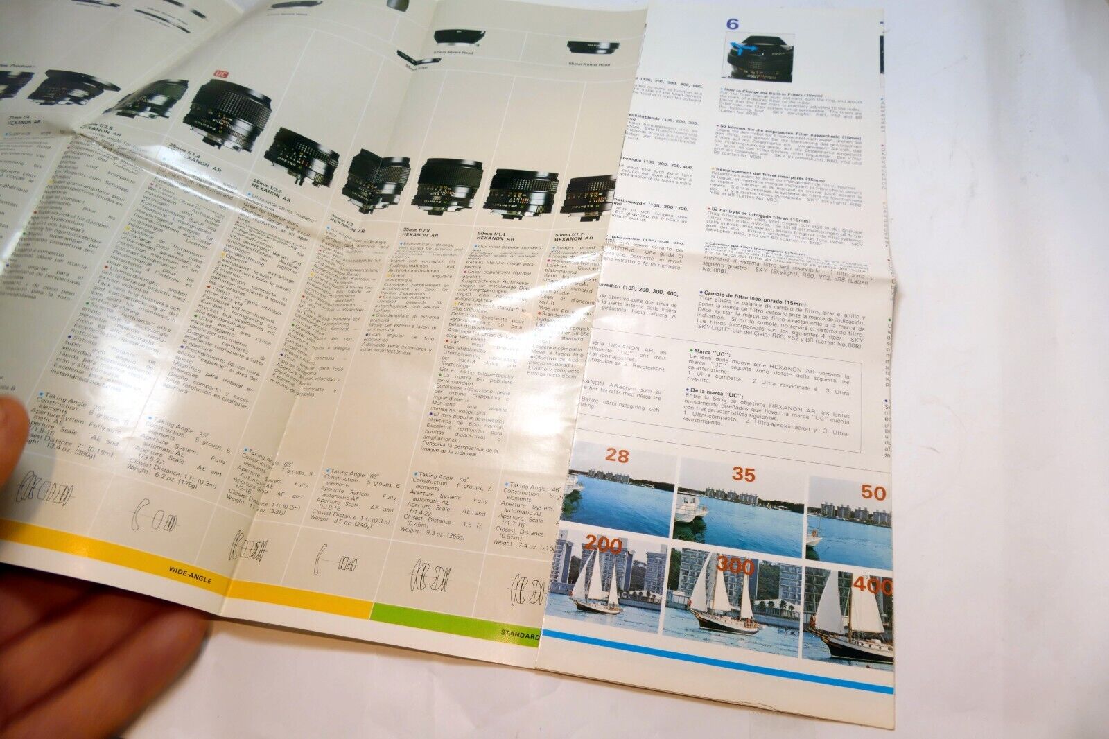 Konica AR Hexanon Lens Brochure  Accessory guide List specifications table