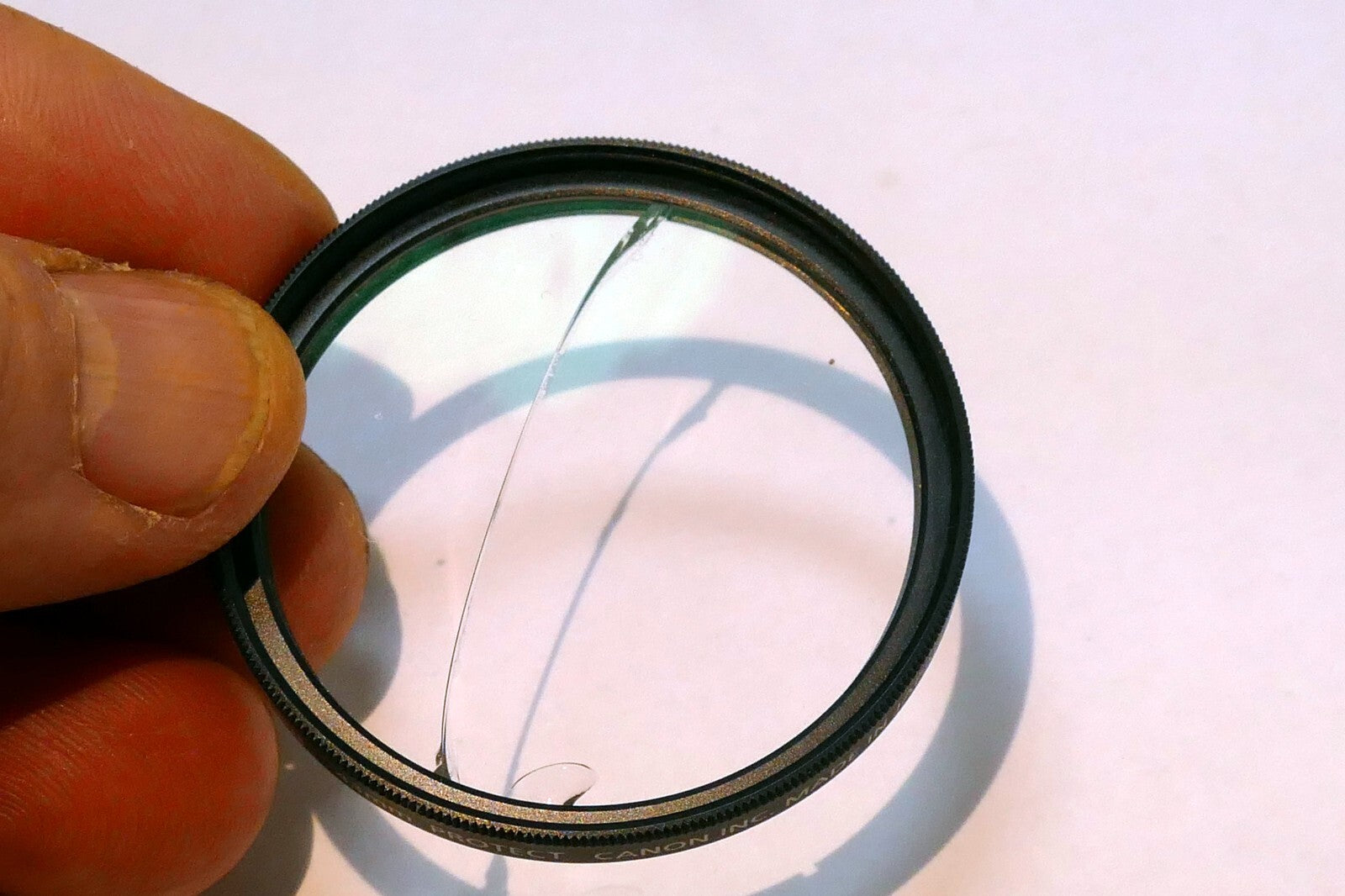 Canon 43mmm Filter clear protection - DAMAGED, Cracked glass ring good