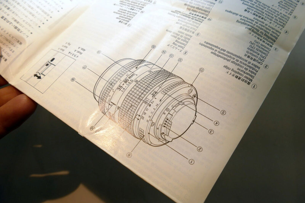 Nikon Nikkor AF 35-80mm f4-5.6 D LENS Instruction Guide Manual