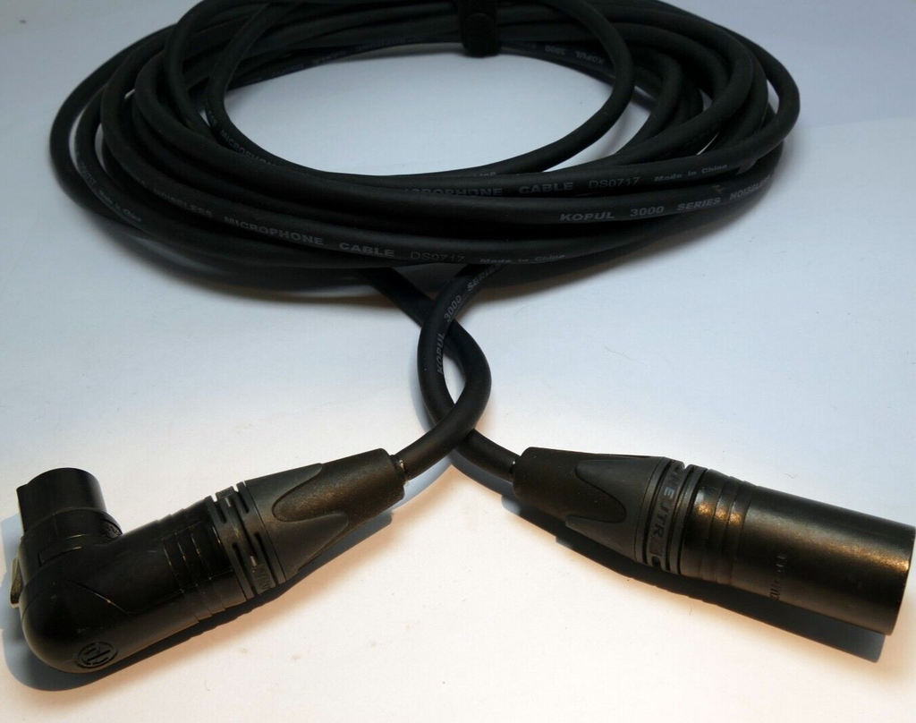 XLR M-F Male to Female 3 pin Audio Cable  20 feet extension adapter 90 deegree