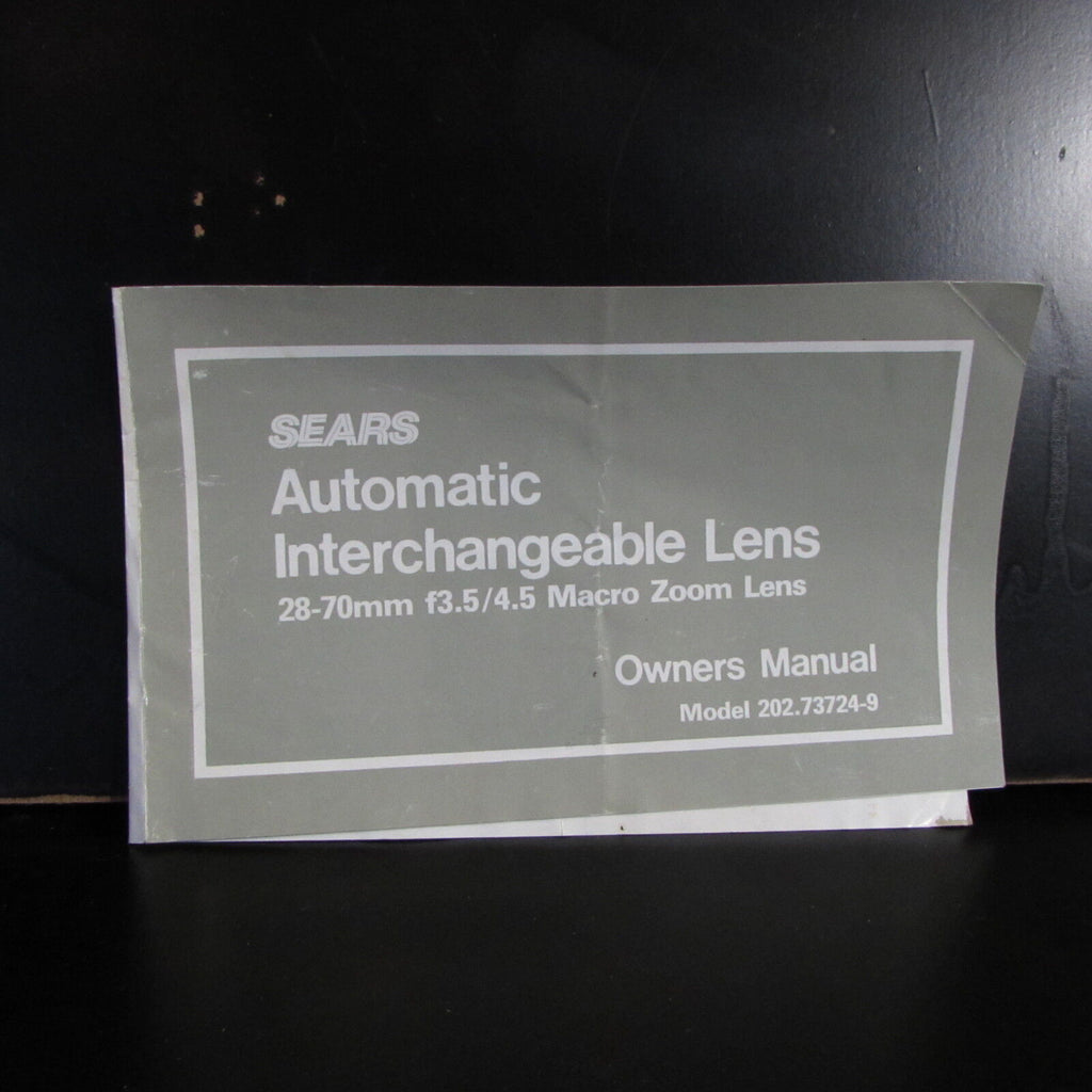 Sears Automatic Interchangeable 28-70mm f3.5-4.5 Lens  Owners Manual B00136