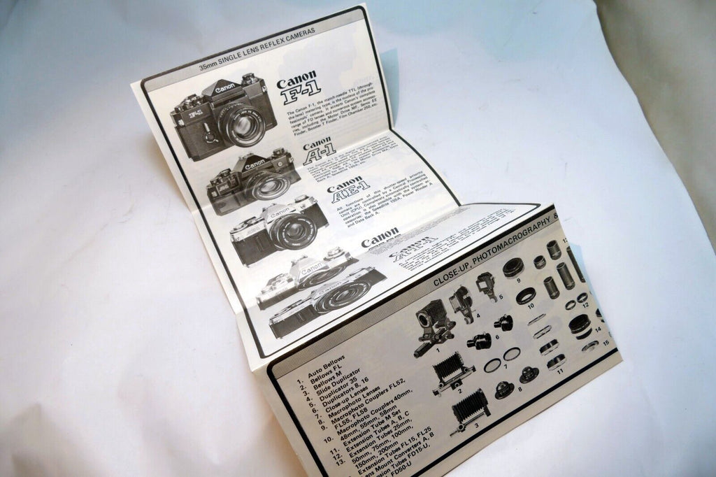 Canon Products F1 A-1 G-III 17 28 Brochure Advertisement vintage camera 1970's