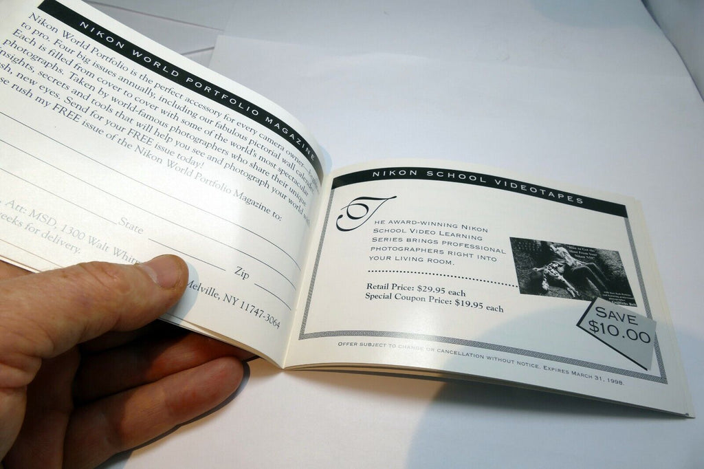 Nikon SLR Owners Coupon Book booklet sales 1998 sale F4s F5 FM2n