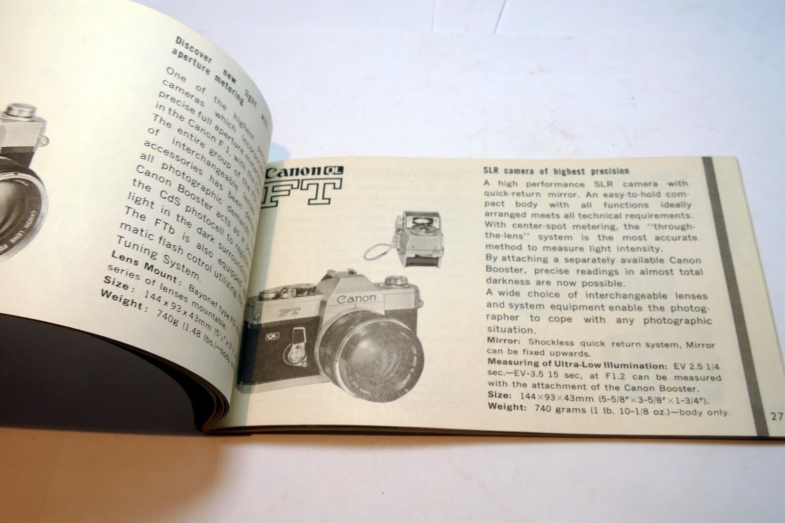 Canon FTb QL17 Canonet 19 F-1 Sales Brochure Accessory guide