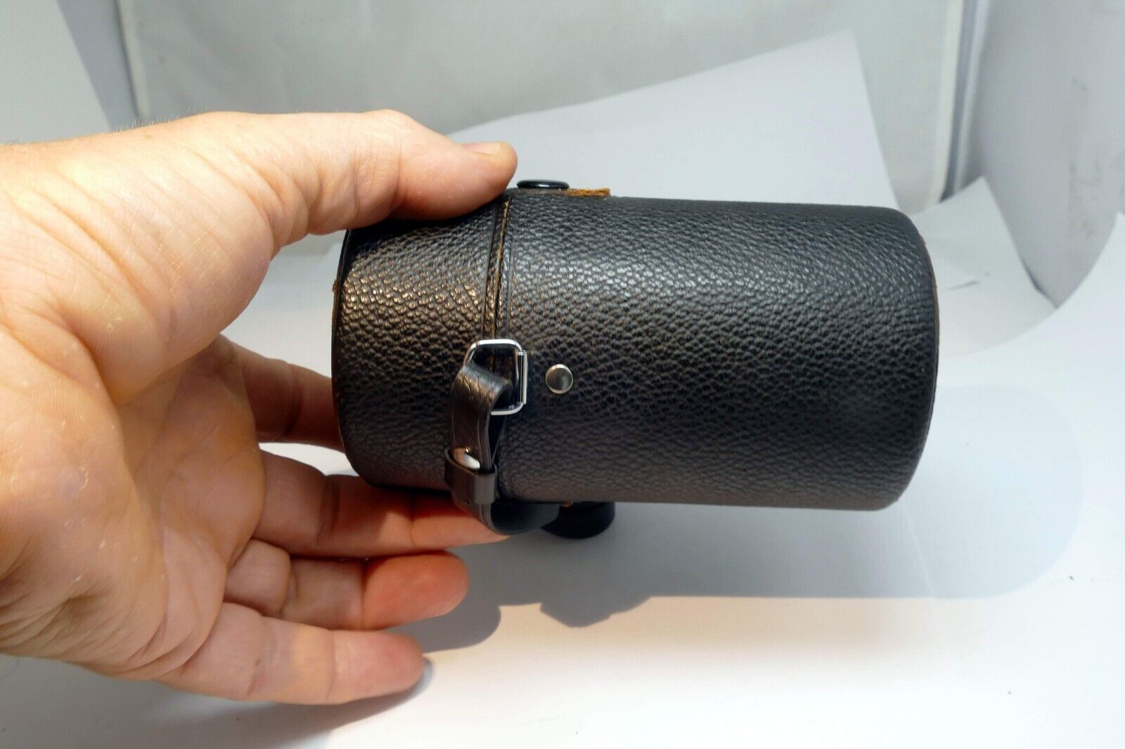 Pentax Takumar hard Lens Case 135mm f3.5 SMC  Super M42 - green liner  w/ strap