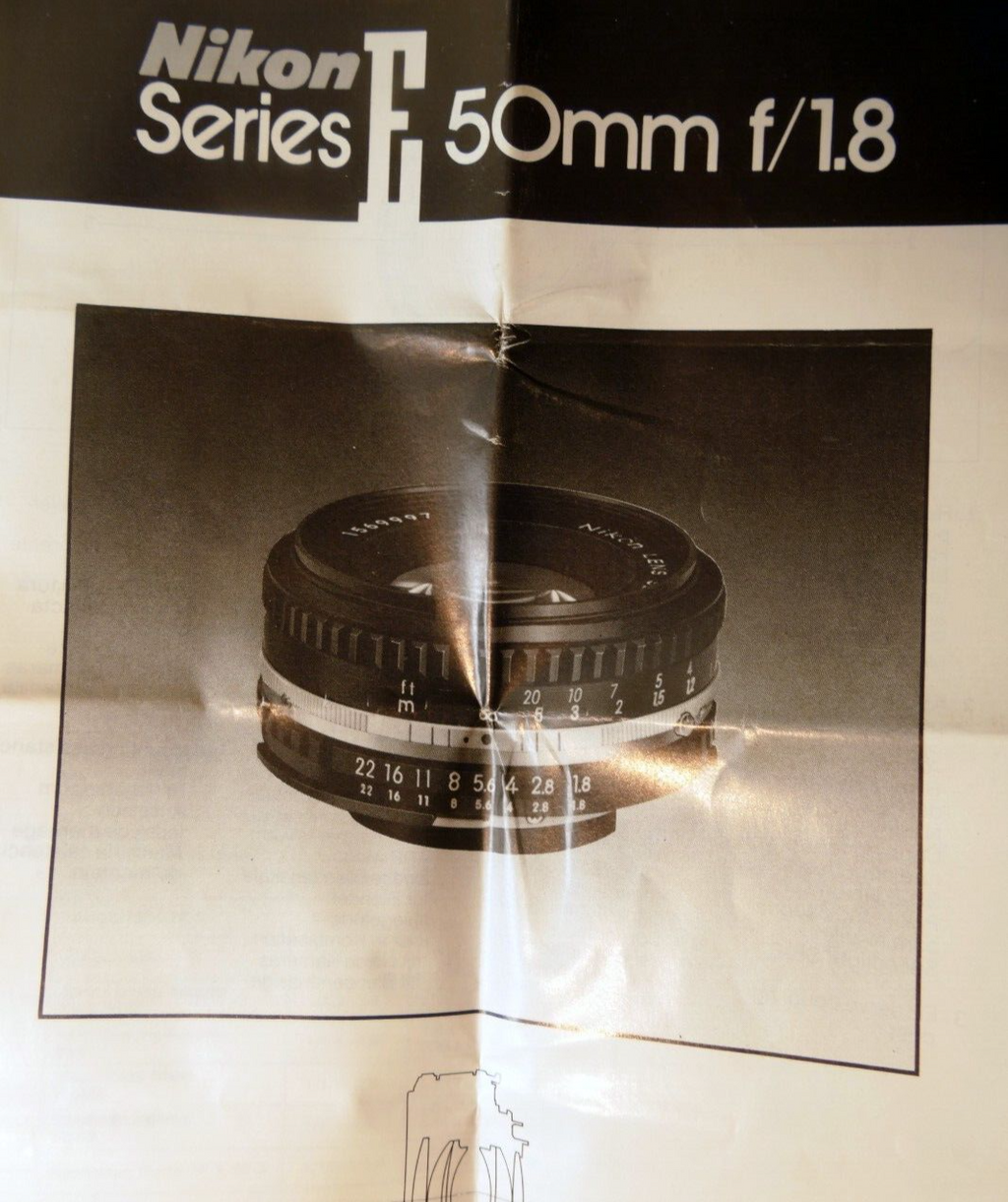 Nikon E series 50mm f1.8 Ai-s FLENS Instruction Guide Manual 1981