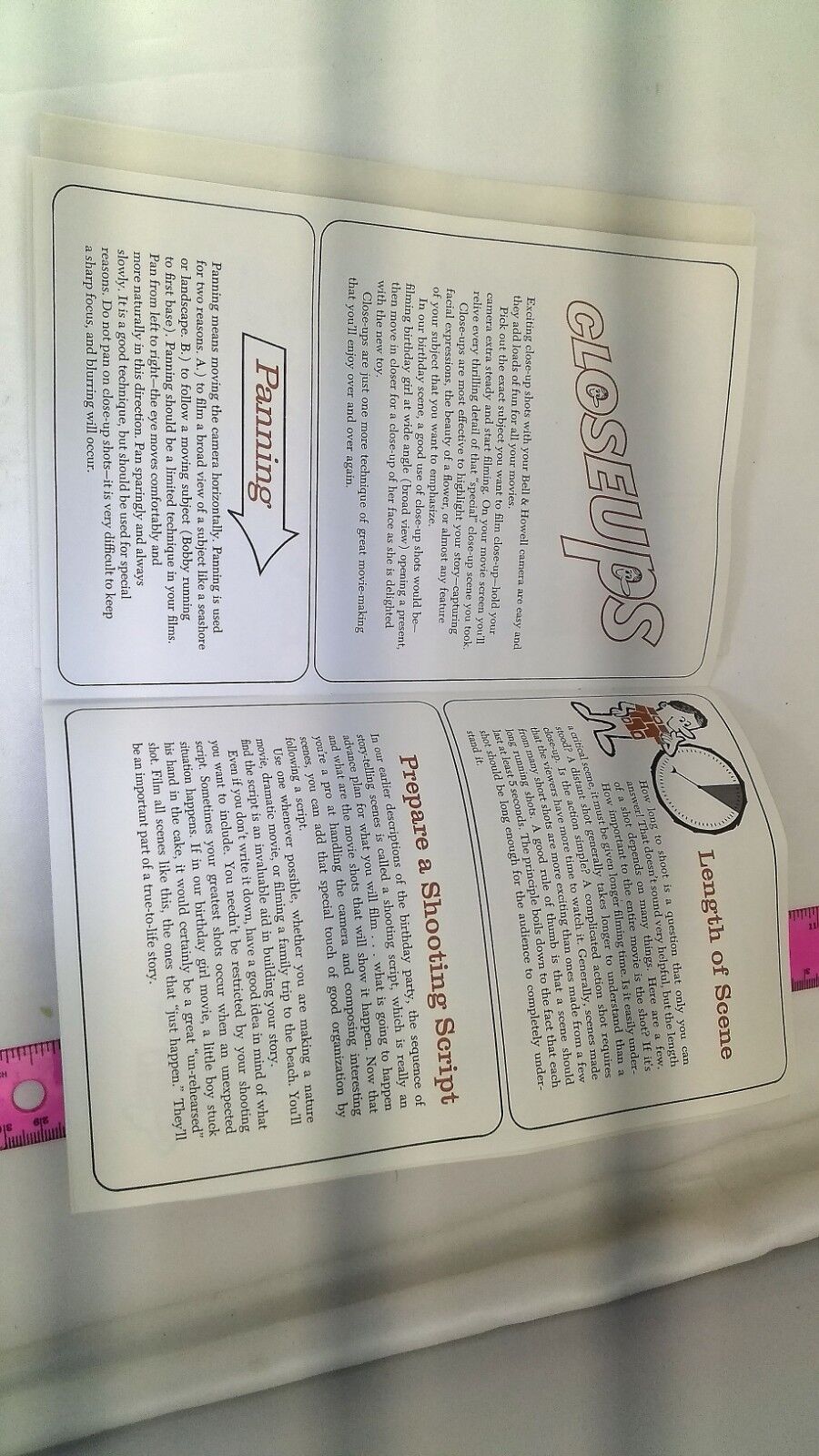 Bell & Howell Super 8 Camera Guide Book English composition background angles