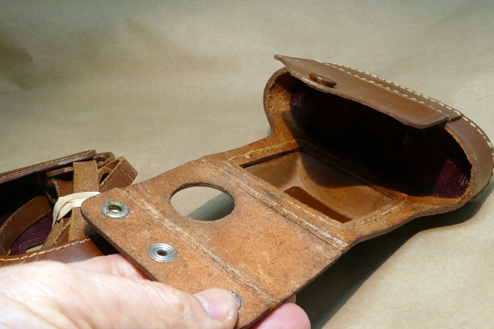 vintage camera case small Kodak Ansco Agfa rangefinder