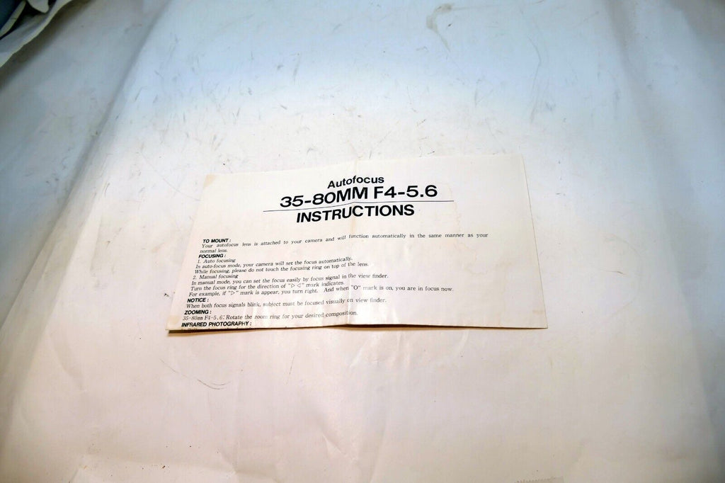 35-80mm f4-5.6 zoom Lens guide manual instructions
