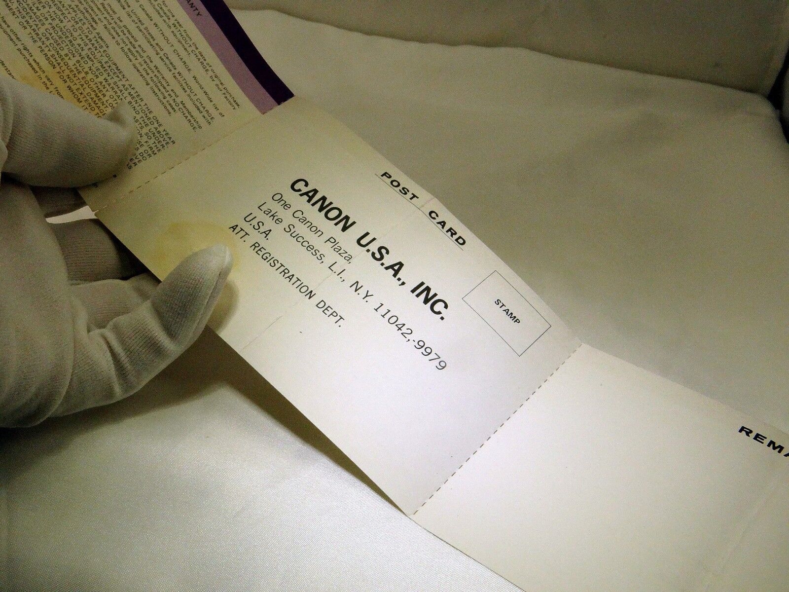 Canon AE-1 camera  Registration Card Owners record  1970's  vintage