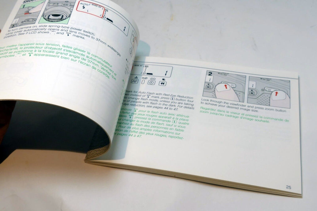 Nikon Zoom Touch 800 Film camera manual  Instruction Guide E English French Fr