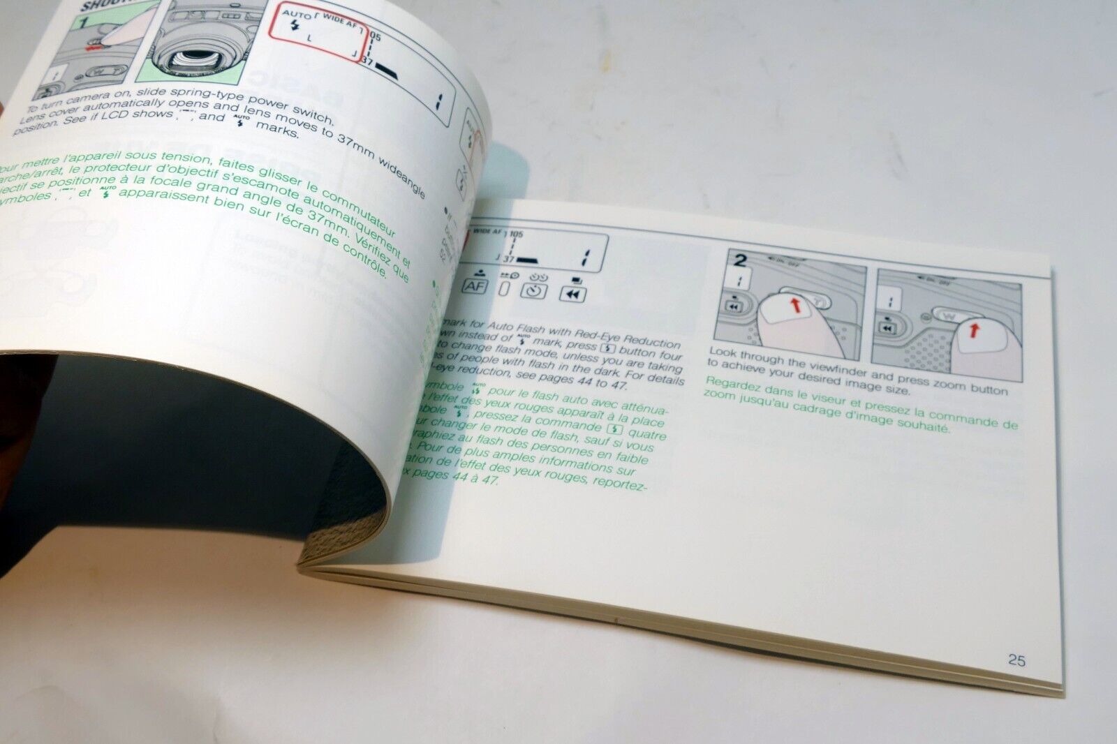 Nikon Zoom Touch 800 Film camera manual  Instruction Guide E English French Fr