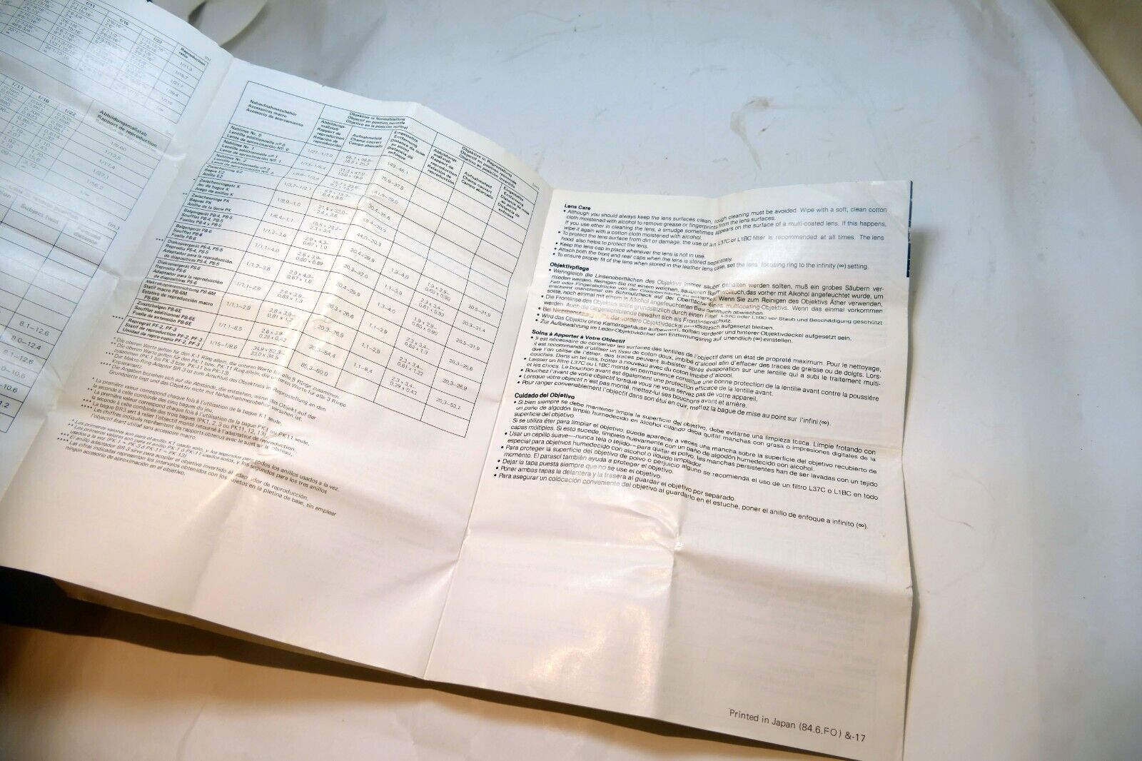 Nikon E series 50mm f1.8  Ai-s LENS Instruction Guide Manual 1983 En Gr Fr Sp