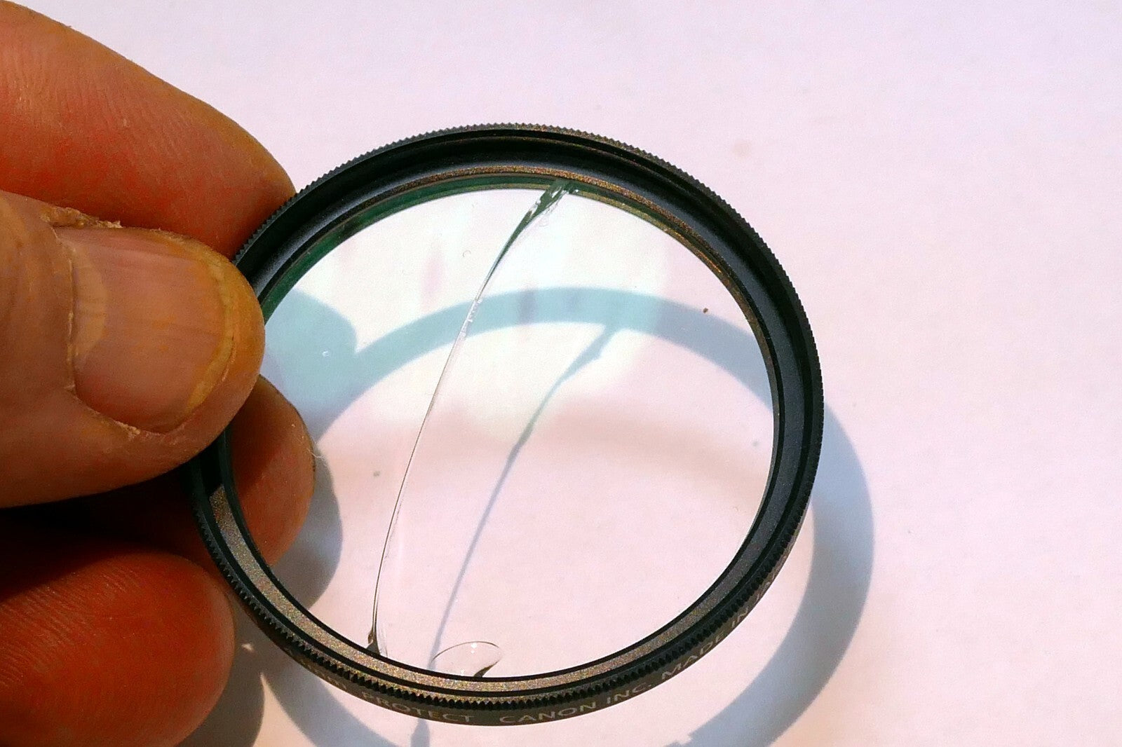 Canon 43mmm Filter clear protection - DAMAGED, Cracked glass ring good