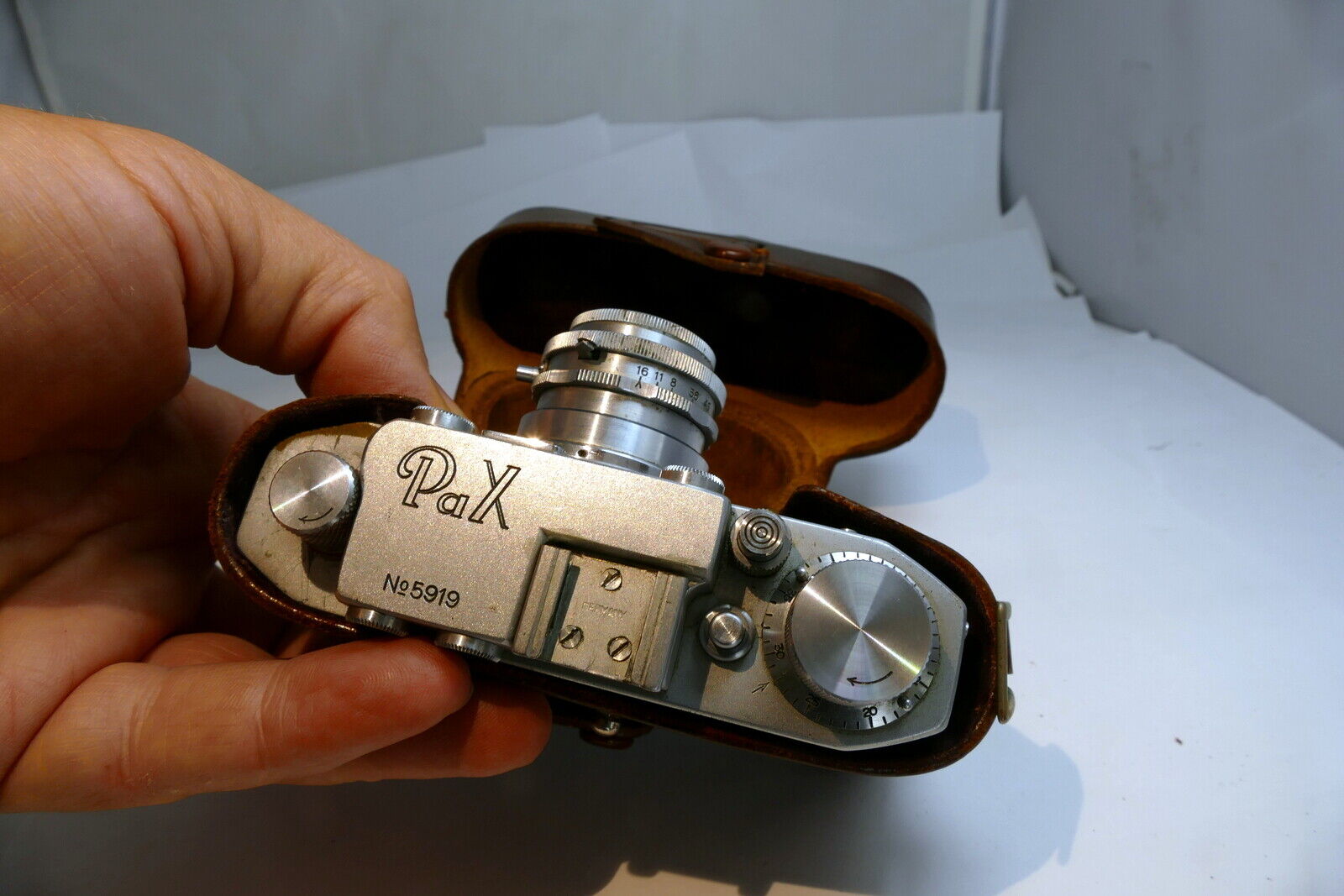 Leather case for Skymaster Pax Camera w/ 45mm F3.5 Luminor lens