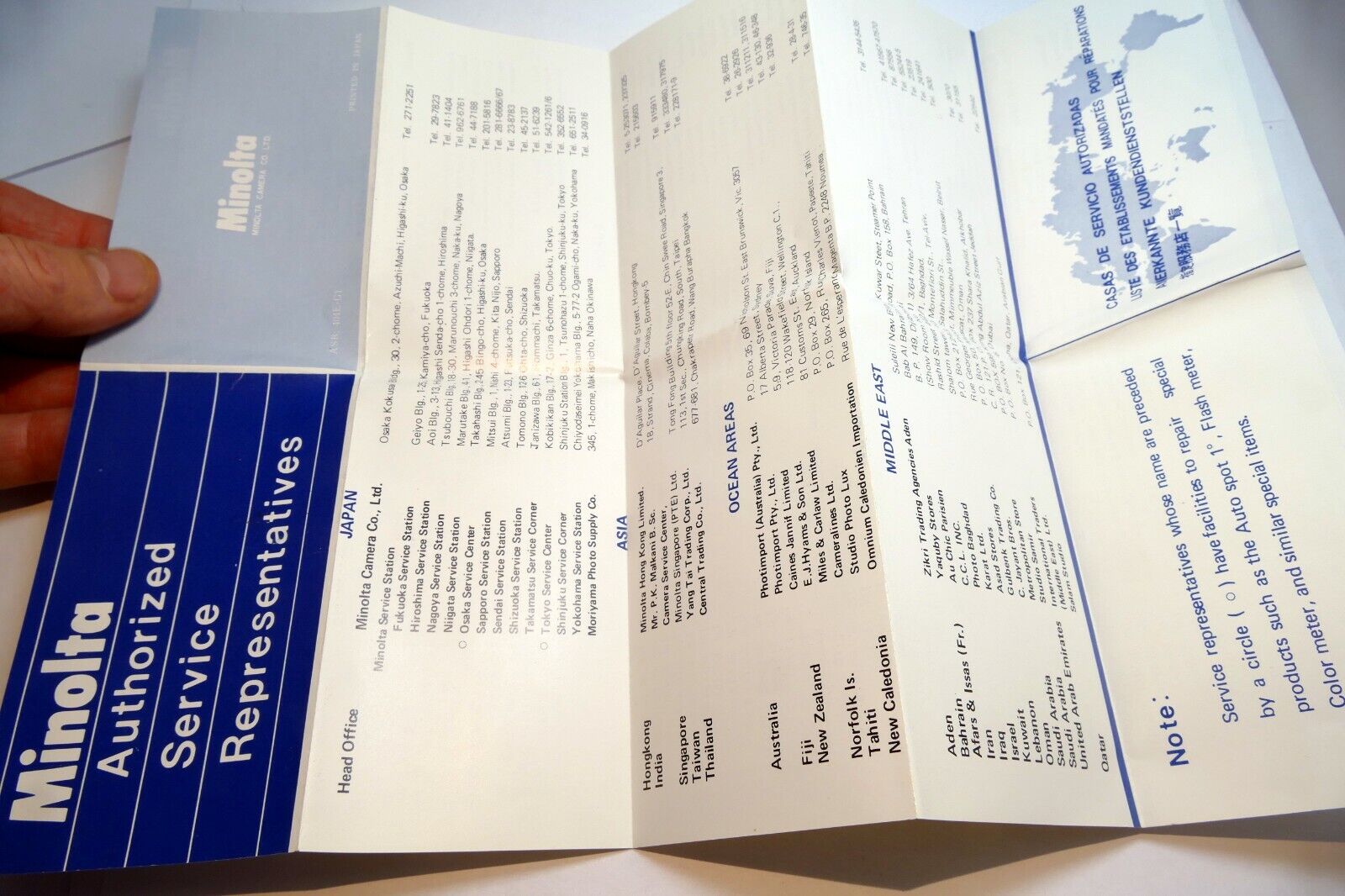 Minolta Authorized Service Representatives brochure  vintage 1980's