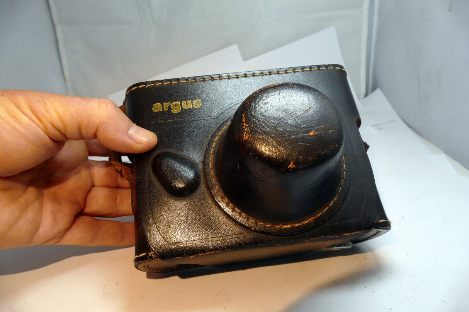 Argus C3 Matchmatic camera leather case black  brick Top Grain  Cowhide USA