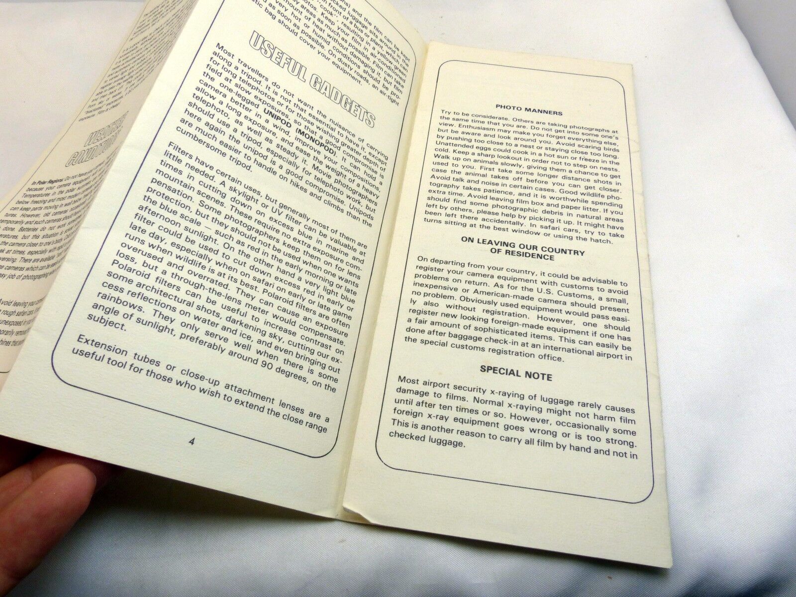 Photographic Hints & Tips for Tourists 1960 Guide Brochure  (EN) English camera