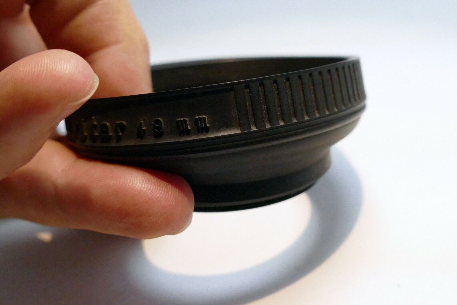 Vivitar 49mm rubber lens hood shade - damaged rigid rubber - AS IS needs repair