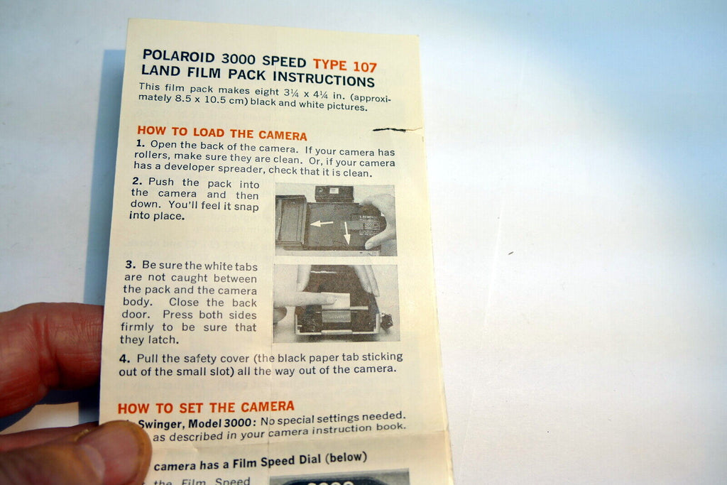 Brochure for Polaroid Type 108 Land film 3 1/4 X 4 1/2 " 