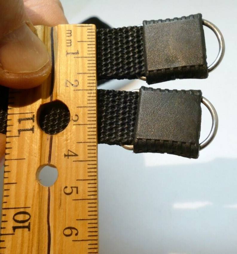 1.5cm wide Rangefinder  Camera Strap Black Nylon sturdy w/ metal rings  end
