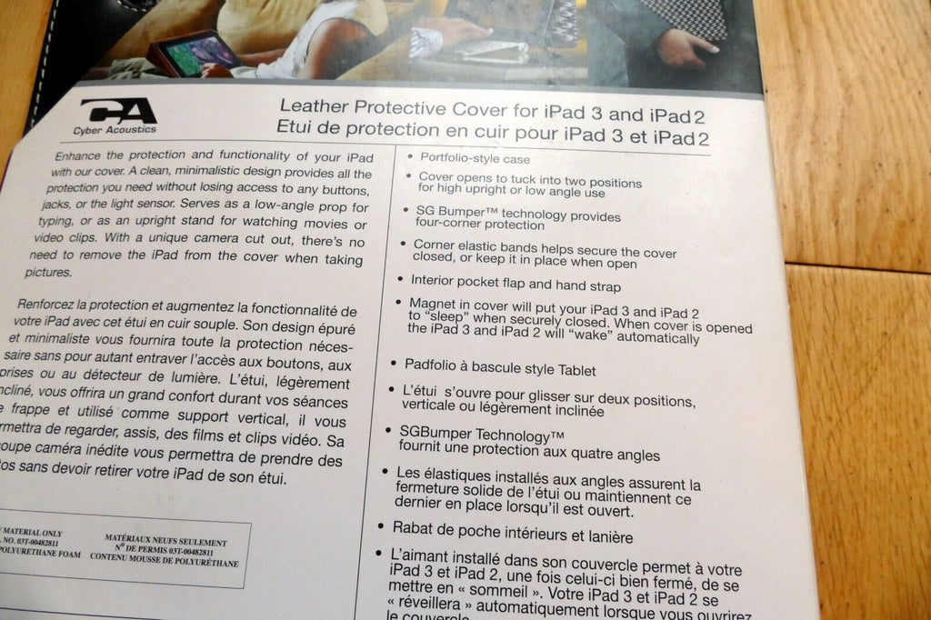 Cyber Acoustics Apple iPad 2, 3 Carrying Folding Case Portfolio  IC-1053HT - NEW