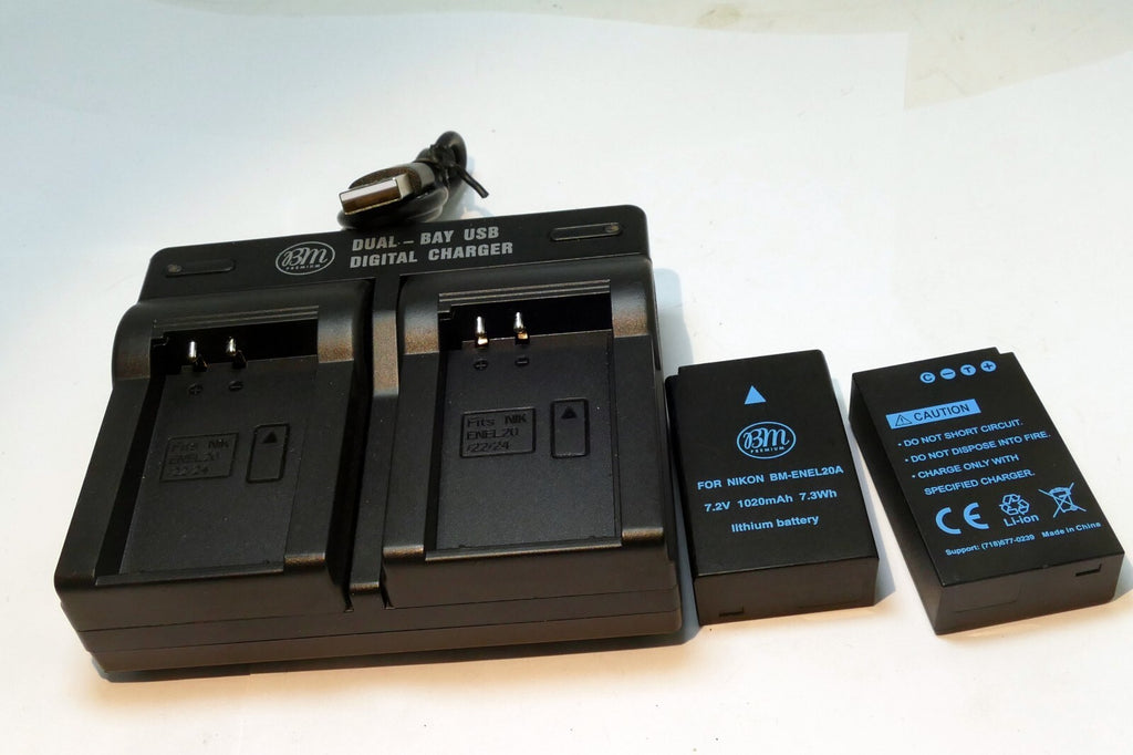 DUAL charger w/2 x EN-EL20a battery replacement for camera 1 V3 Mirrorless