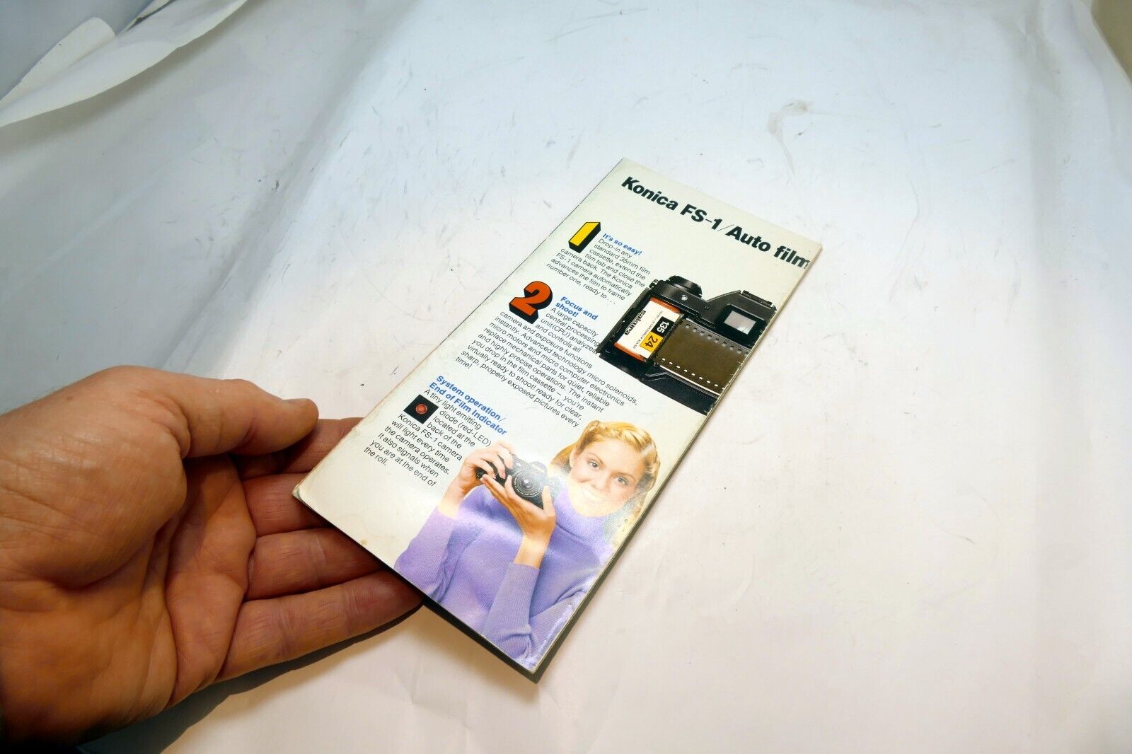 Konica FS-1 camera with built in winder Brochure  Accesory guide