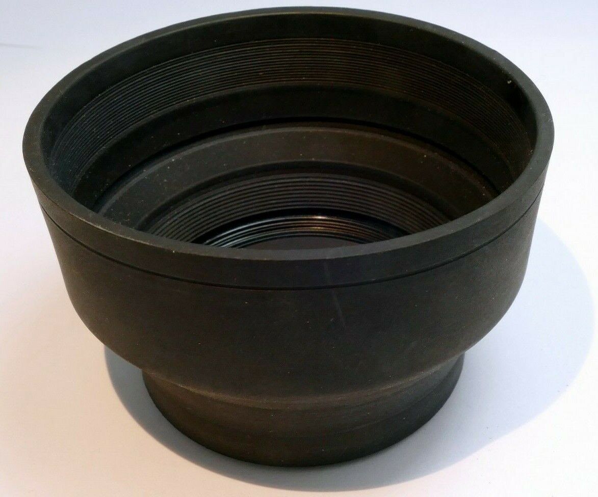 52mm Collapsible Rubber Lens Hood Shade threaded - 3-way telephoto / wide angle