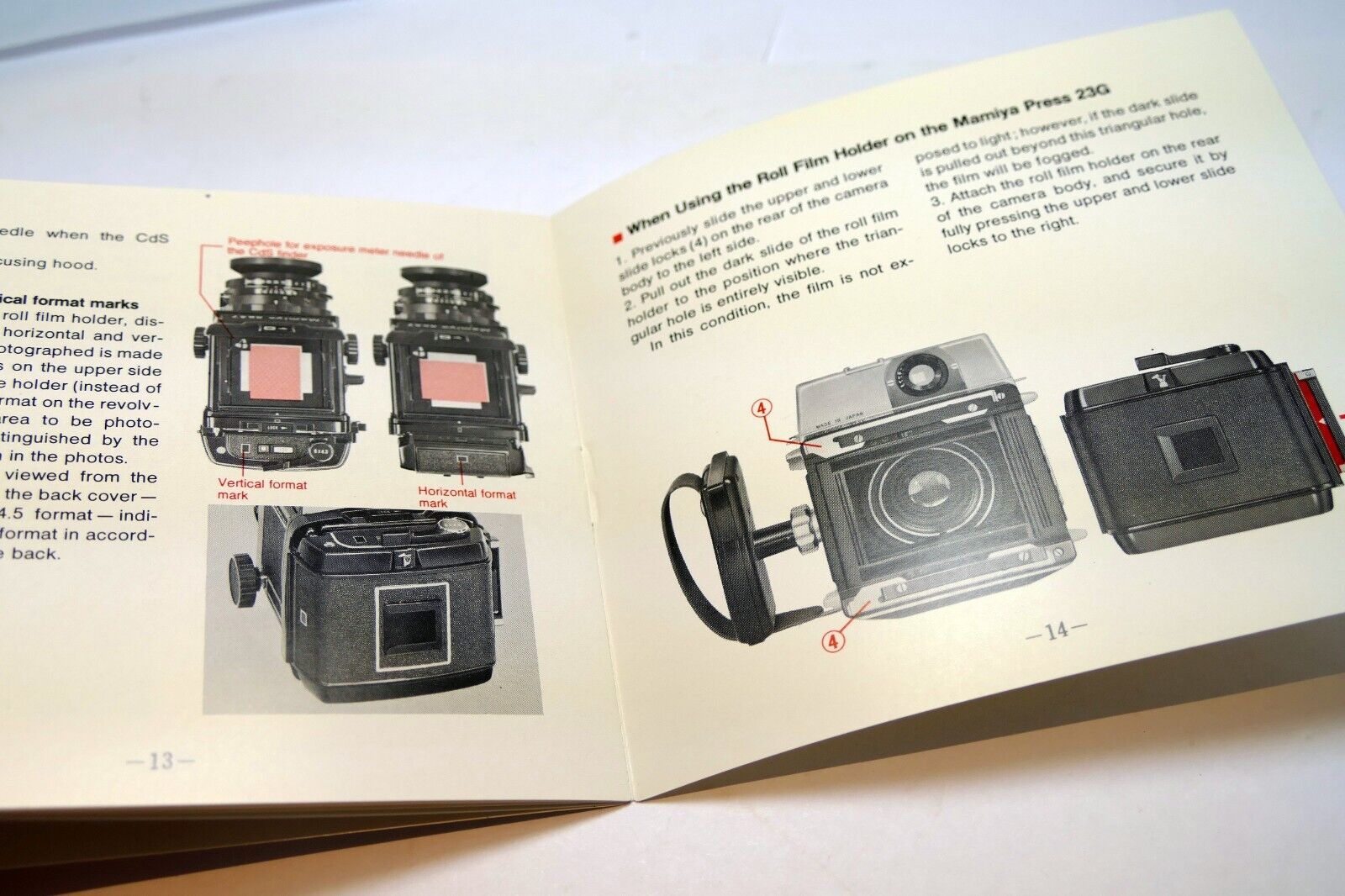 Mamiya RB67 6X7 Roll Film Back Holder OWNER'S MANUAL GUIDE Instructions
