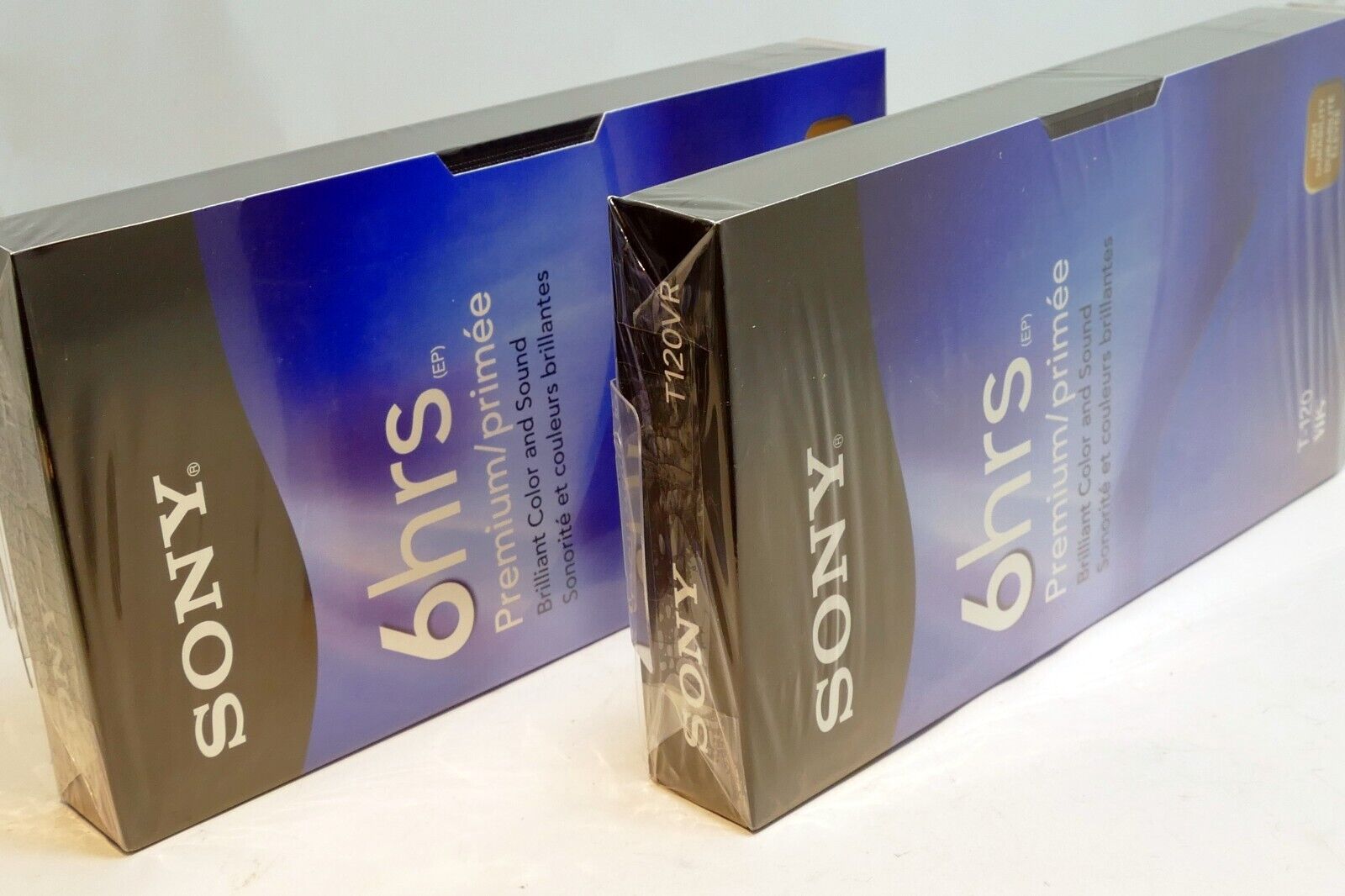 2 Pack Lot Sony Blank VHS Video Movie TapePremium Grade T-120 6 Hours - NEW