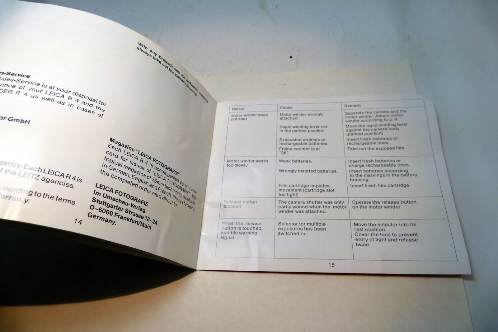 Leica R4 Motor-winder R-4 instruction Guide Book manual EN English