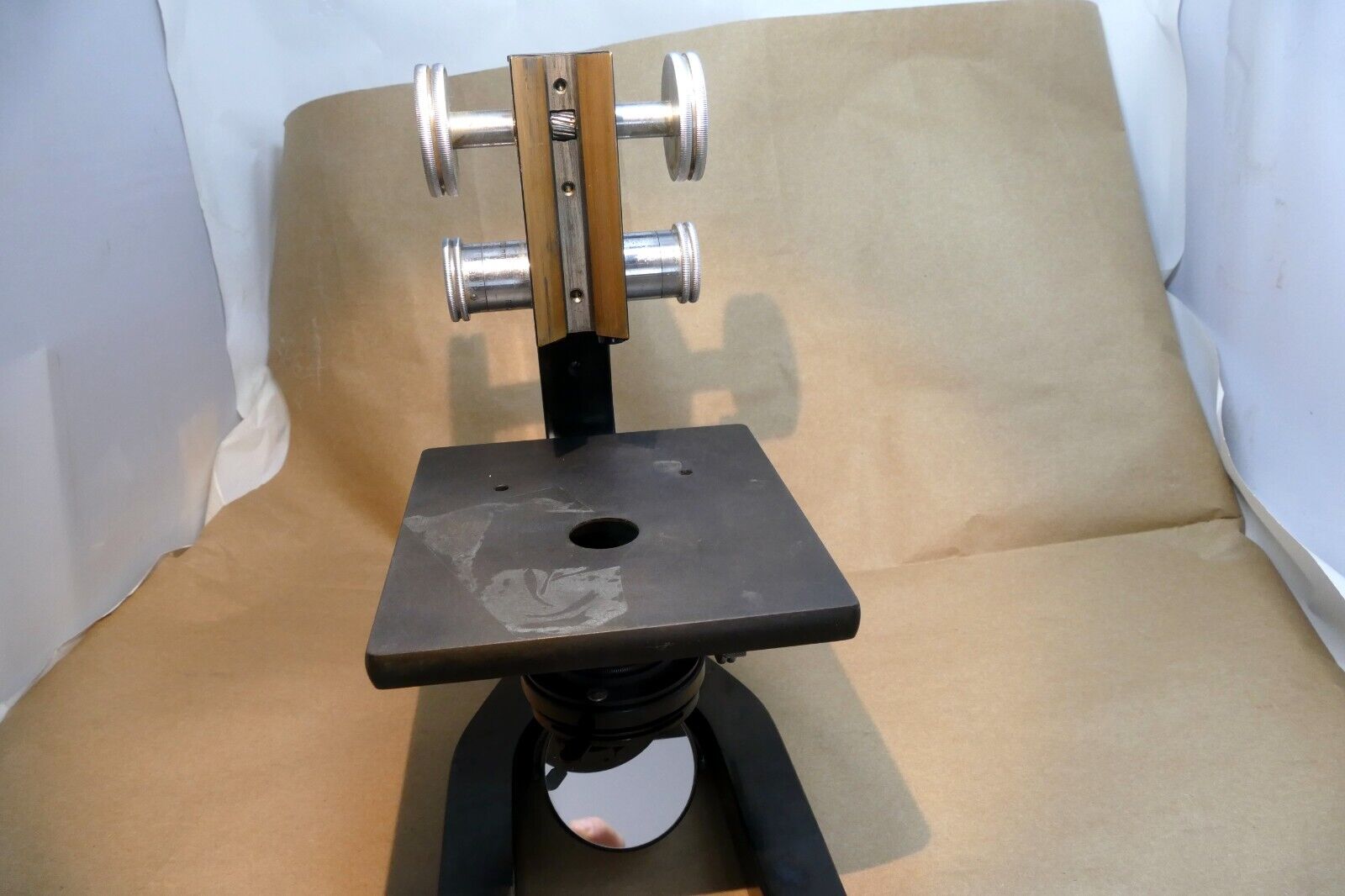 Stage Base and arm for BAUSCH & LOMB Optical BRASS MICROSCOPE 1938