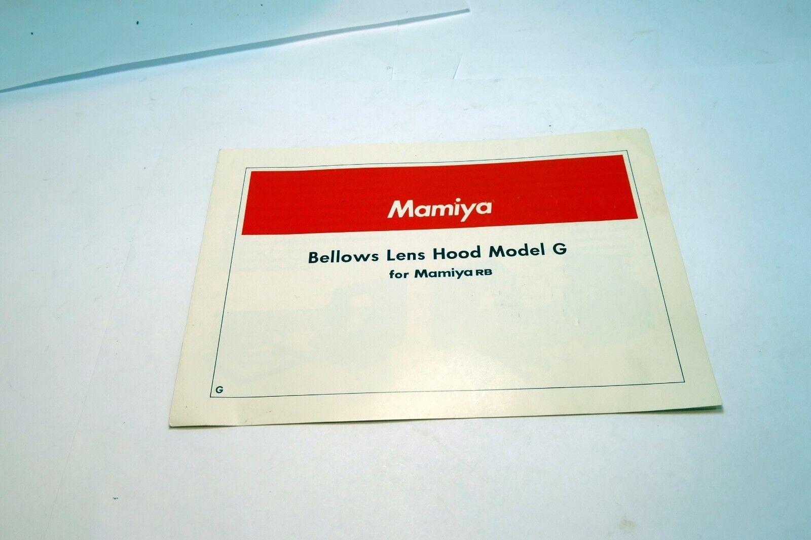 Mamiya RB67 6X7 Bellows Lens Hood Model G OWNER'S MANUAL GUIDE Instructions