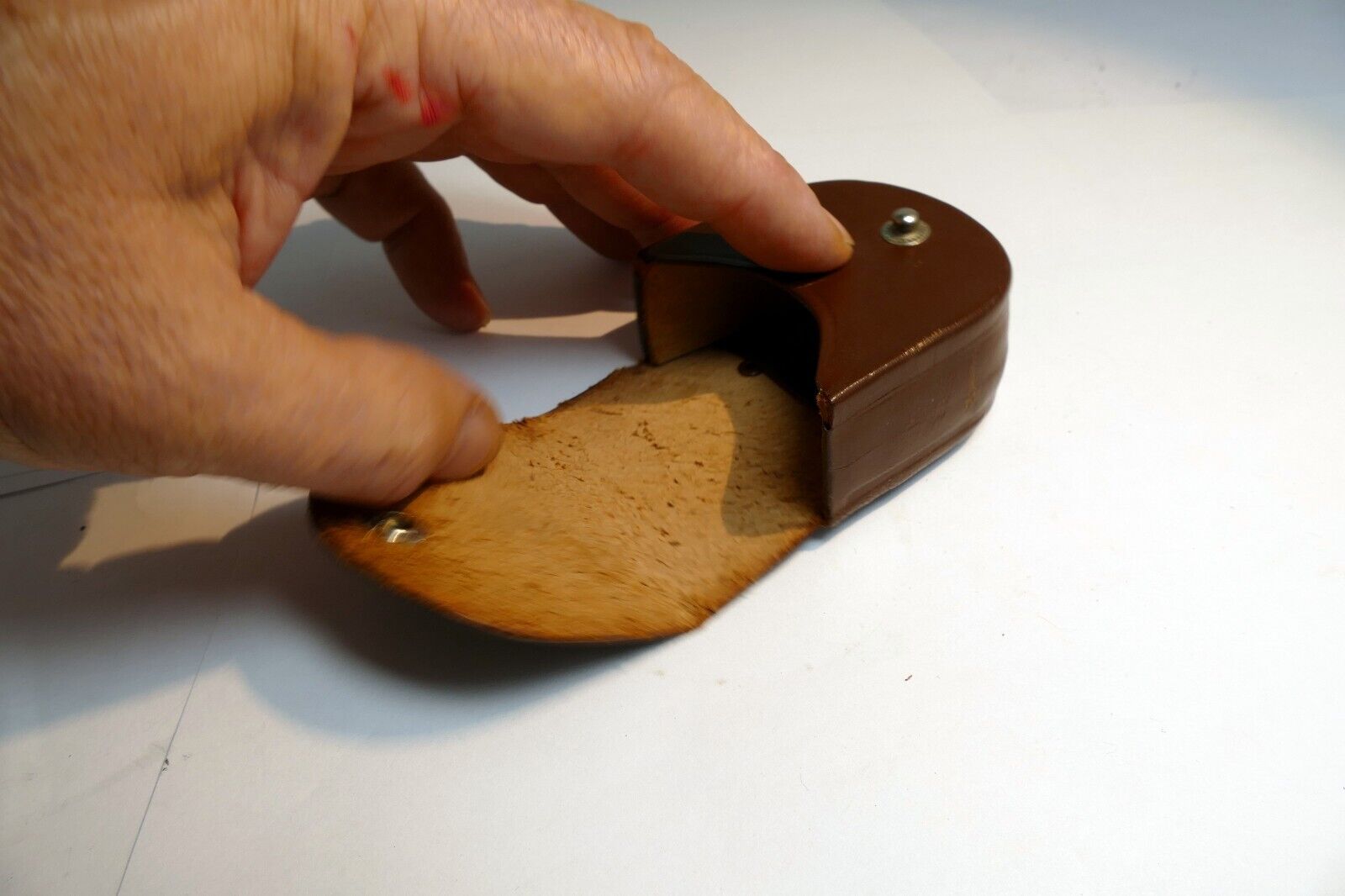 Leather soft pouch case for  Fuji series 6 hood  2X2X1"