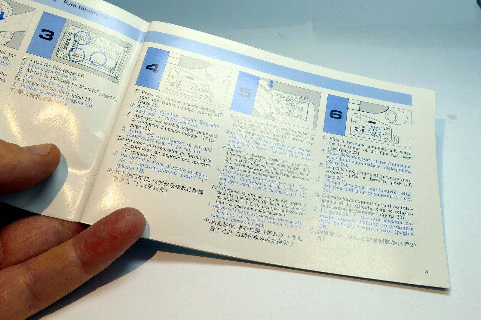 Konica MR. 640 Camera Guide Instruction Manual English Francais Espanol Italiano