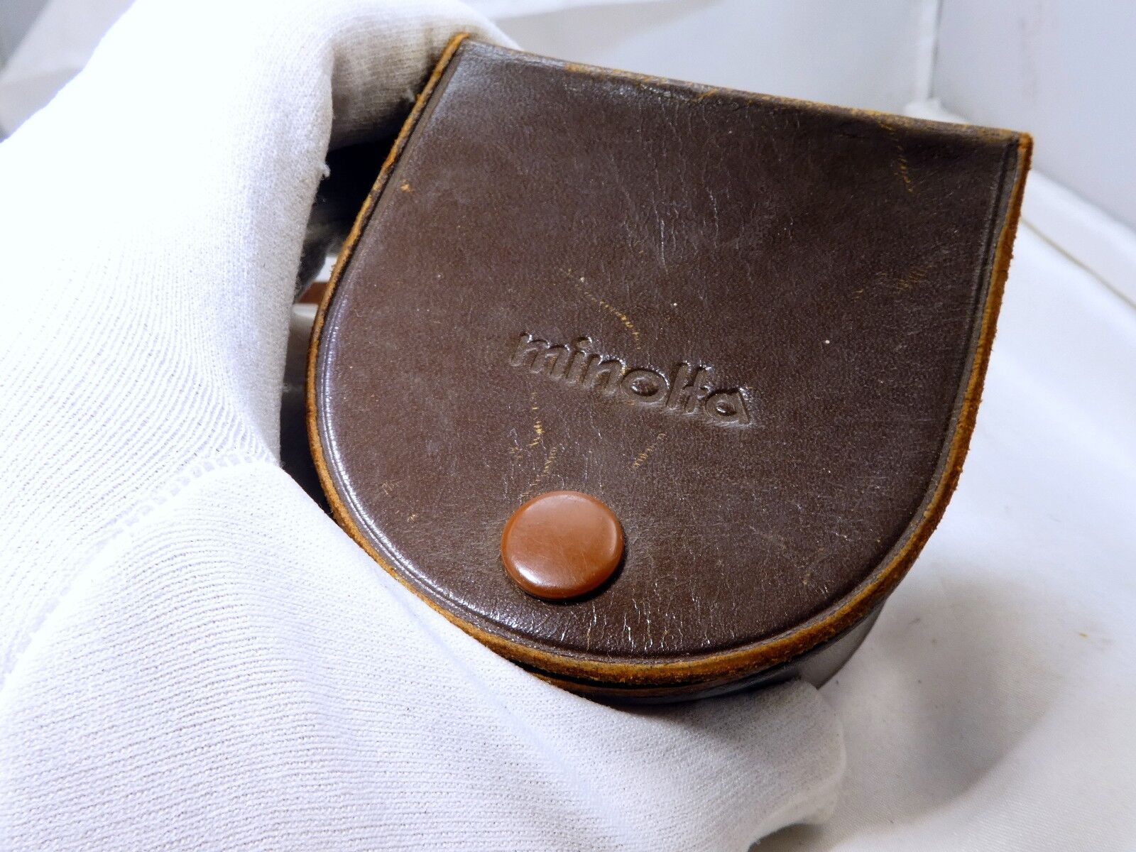 Case for Lens Hood Shade Minolta Rangefinder Leather With Strap Rokkor 2X3X3"