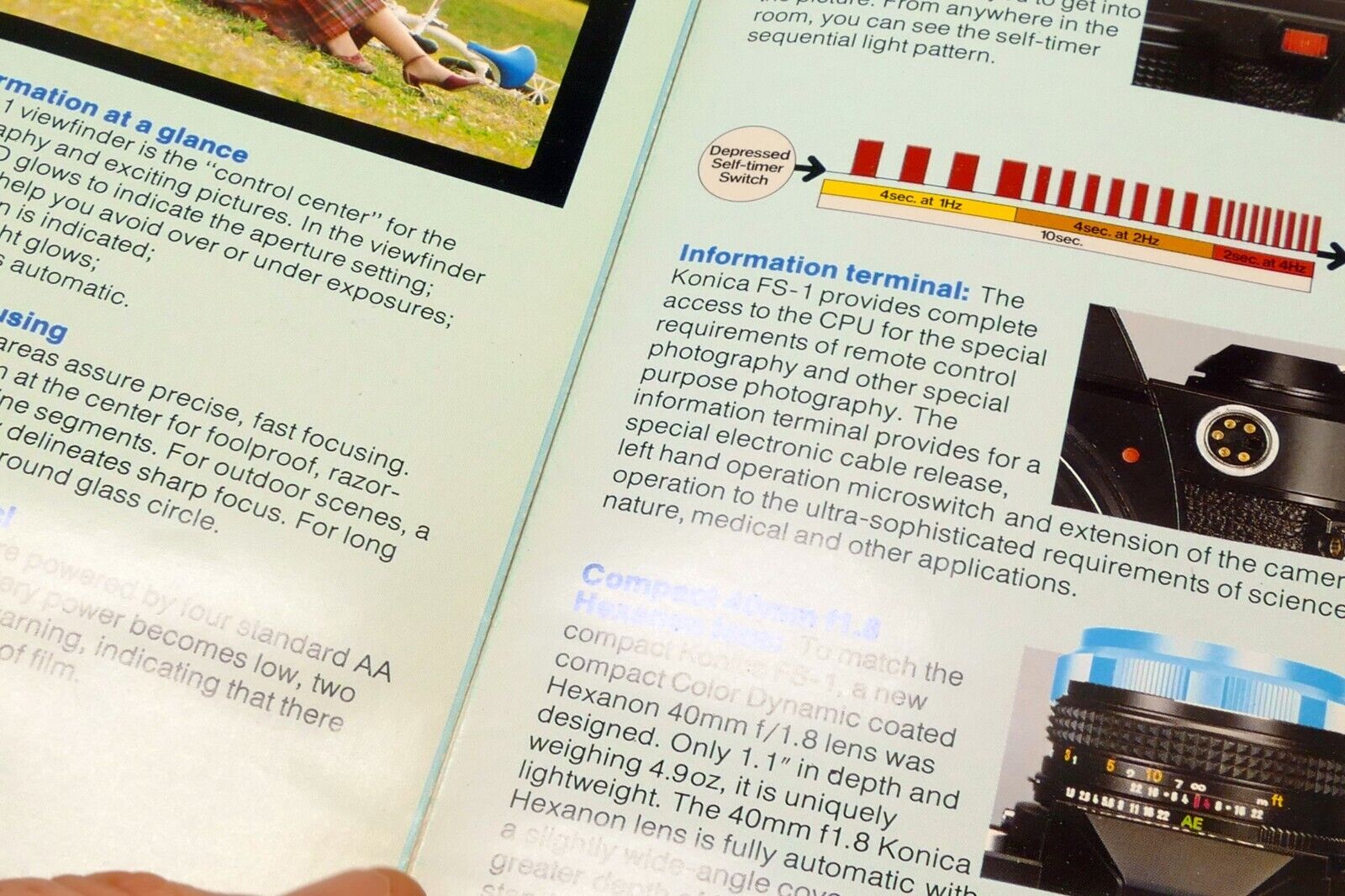 Konica FS-1 camera with built in winder Brochure  Accesory guide