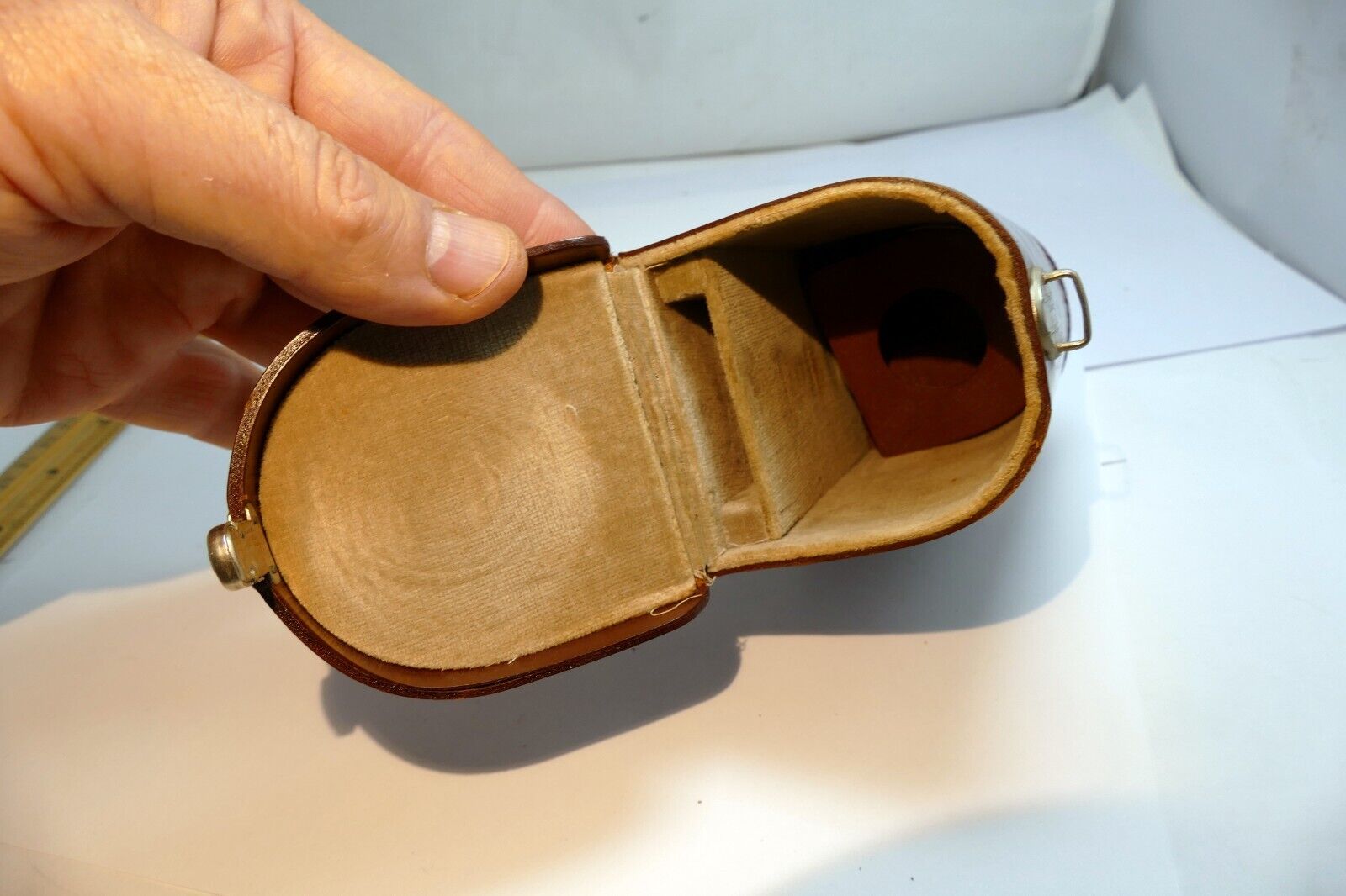 Voigtlander lens case leather vintage 4X2.5X2.5"  APO 90mm F3.5 Germany