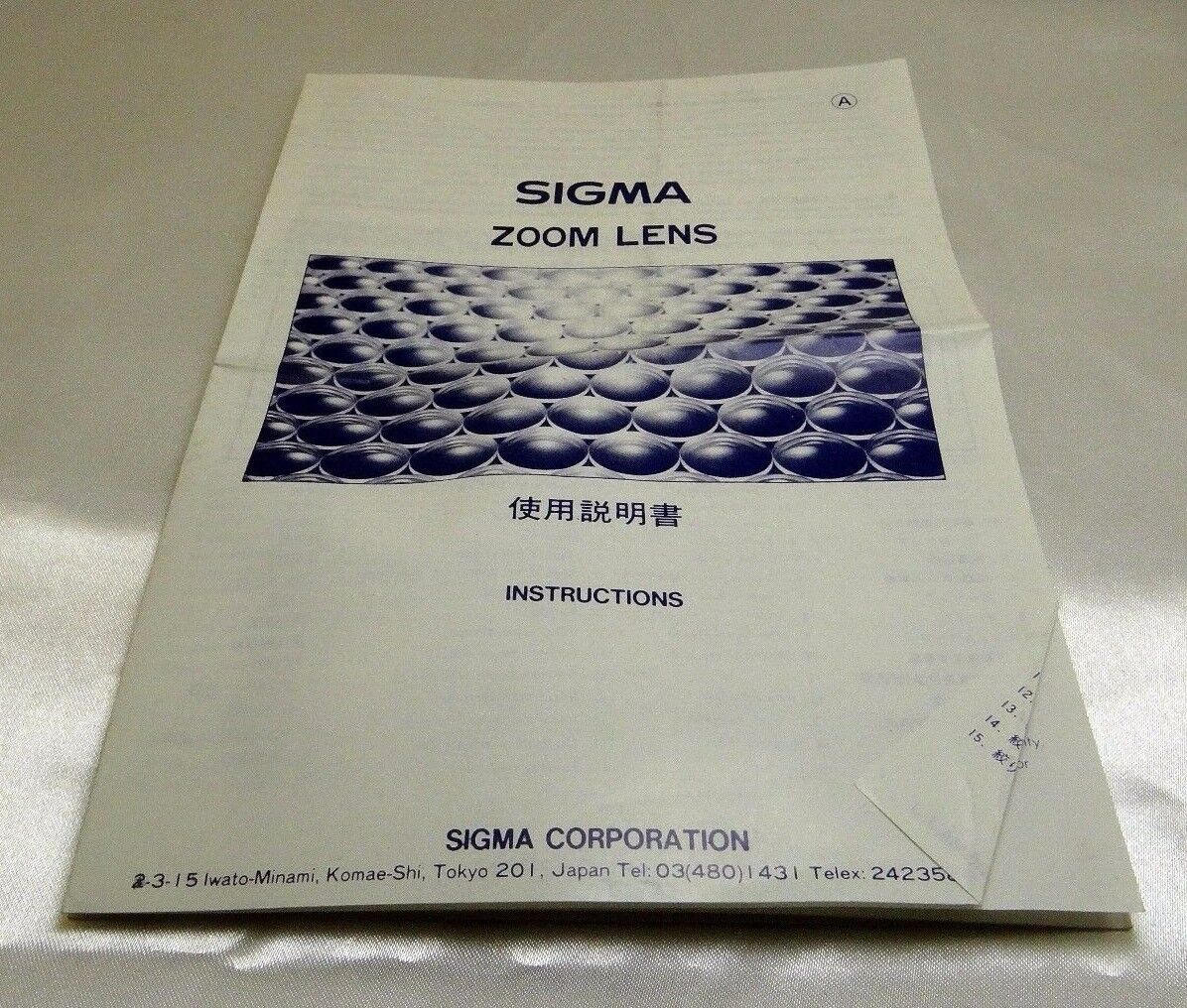 Sigma Manual focus zoom Lens Owner's Instruction Guide Manual English EN 21-35mm