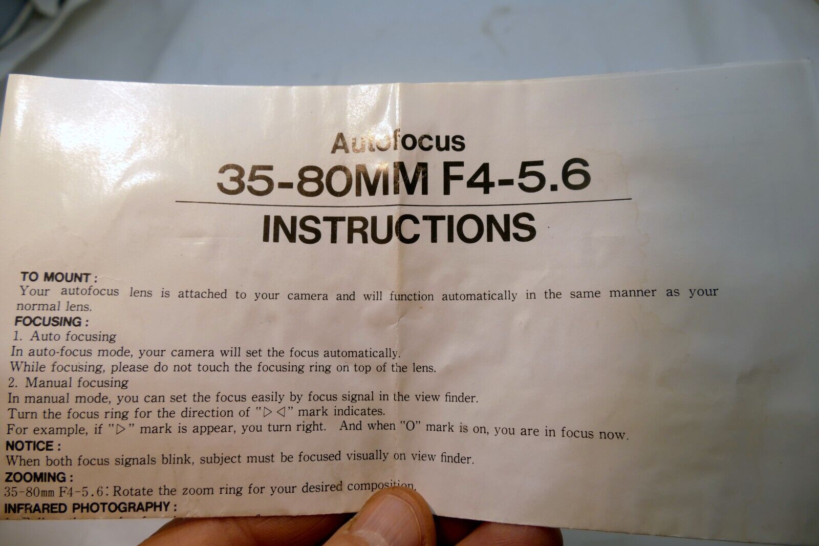 35-80mm f4-5.6 zoom Lens guide manual instructions