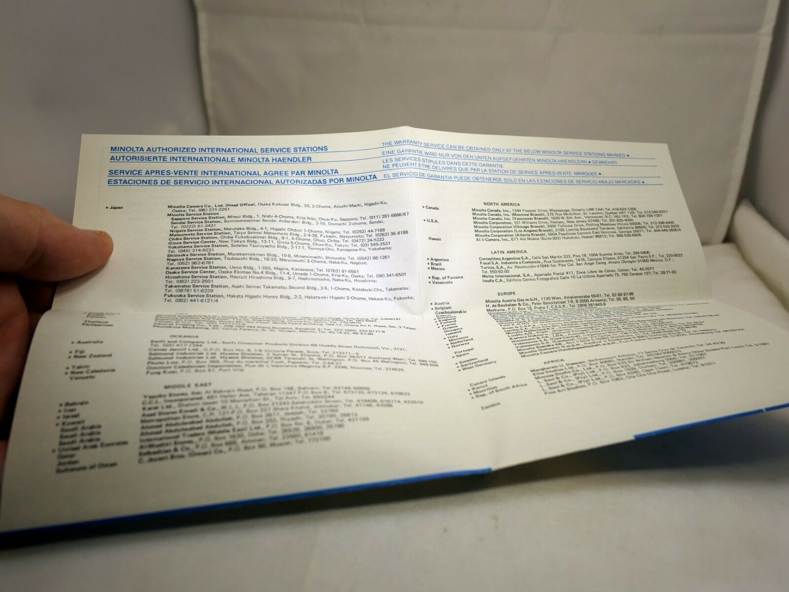 MINOLTA  warranty information  for Maxxum 70-210mm f4 AF  lens