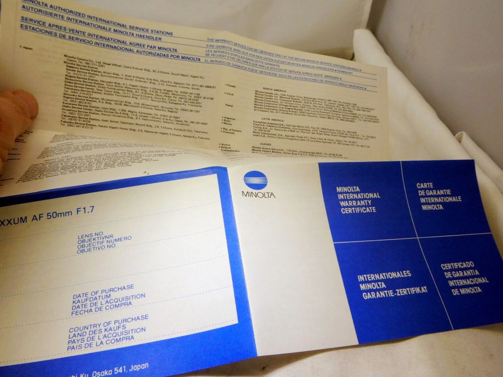 Minolta MAXXUM 50mm AF f1.7 Lens Guide Manual Book Booklet Photography