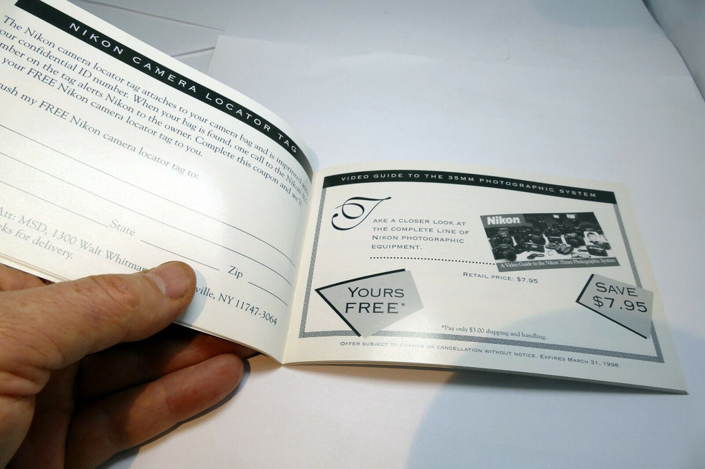 Nikon SLR Owners Coupon Book booklet sales 1998 sale F4s F5 FM2n