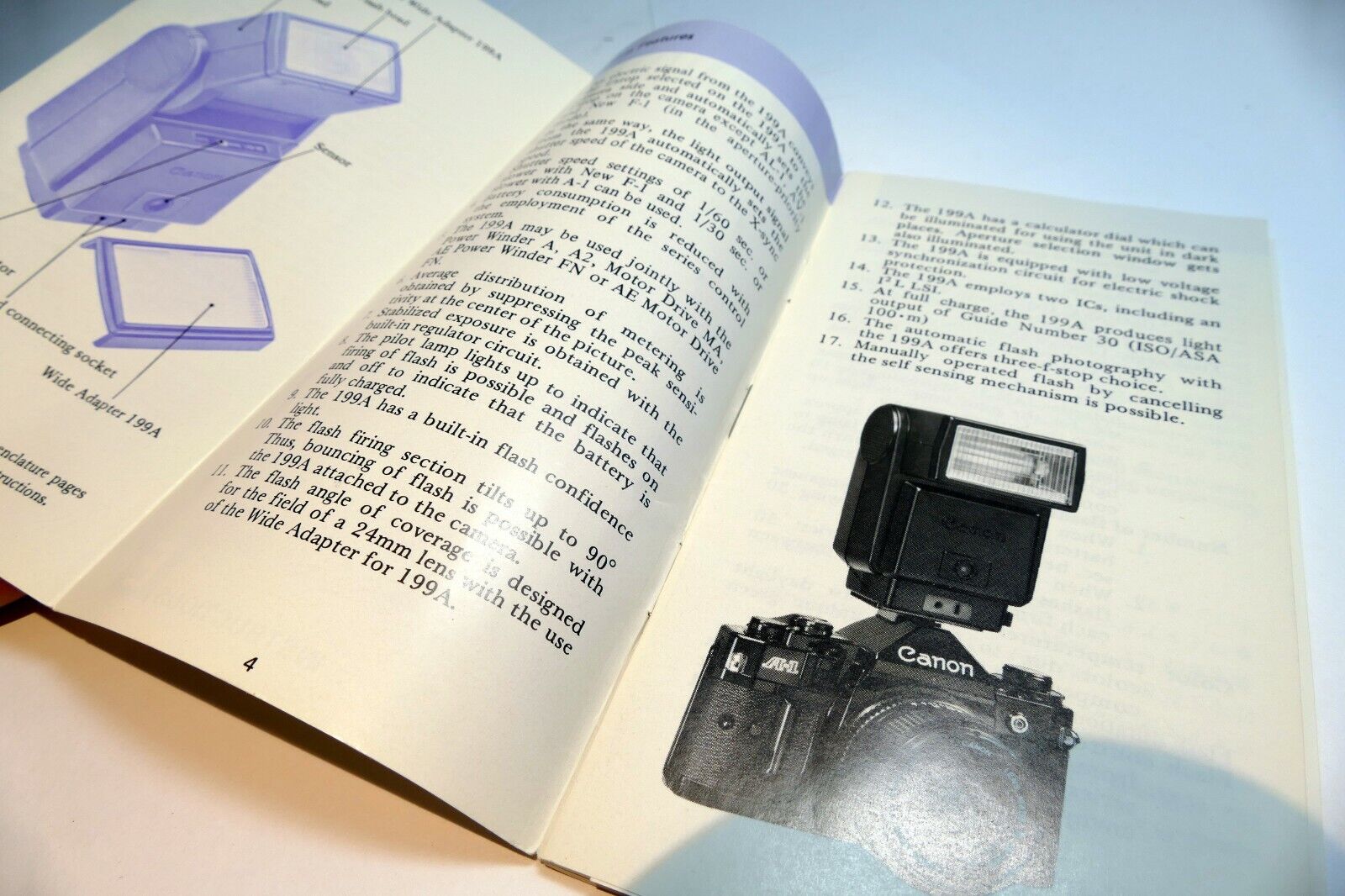 Canon Speedlite 199A  flash Instruction Guide Manual English En E
